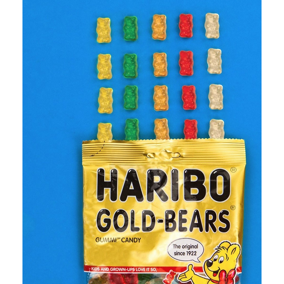 Haribo Gummi Candy, Original Goldbears Gummy Bears, 8 Ounce Share Size Bags (Pack Of 10) Delicious Soft & Chewy Sweet Snacks, Assorted Fruity Flavors