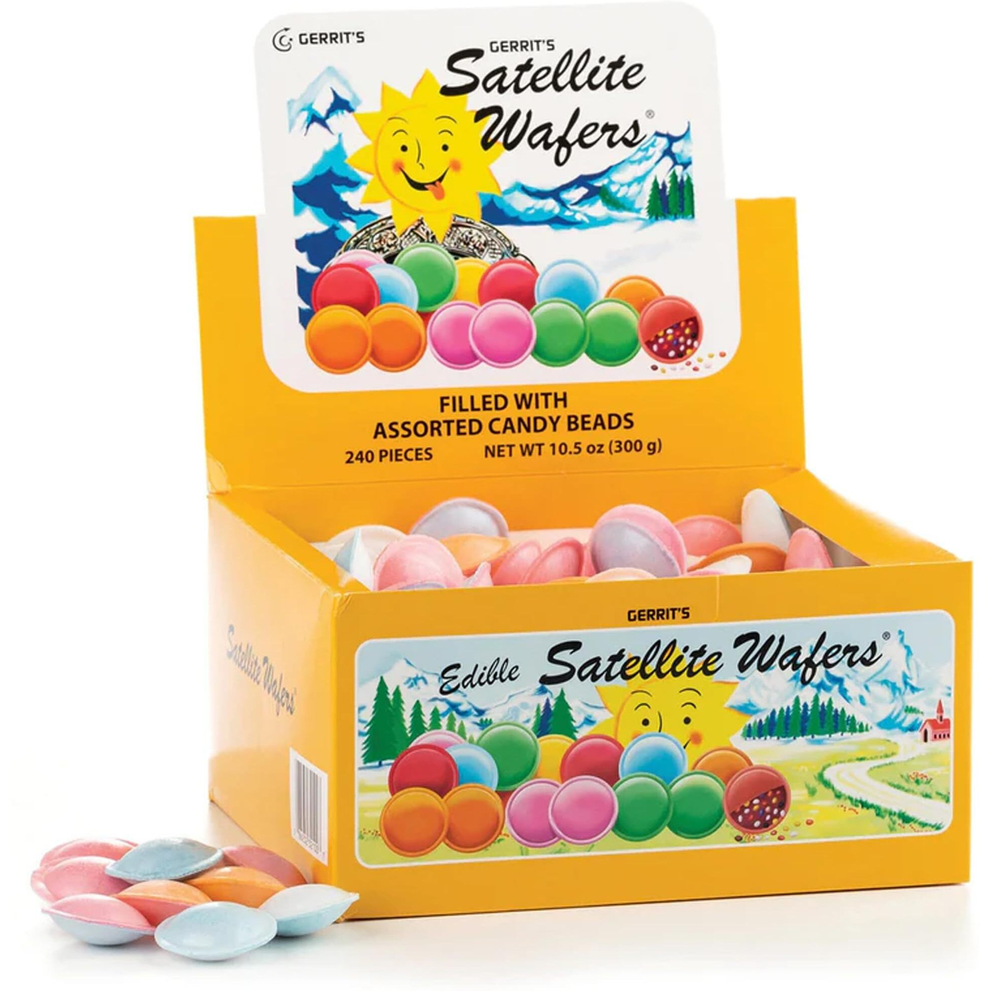 Gerrit's Satellite Wafers Candy - Pack Of 240 - Filled With Assorted Beads - Light, Crispy, And Nostalgic Flying Saucer Candy Wafers