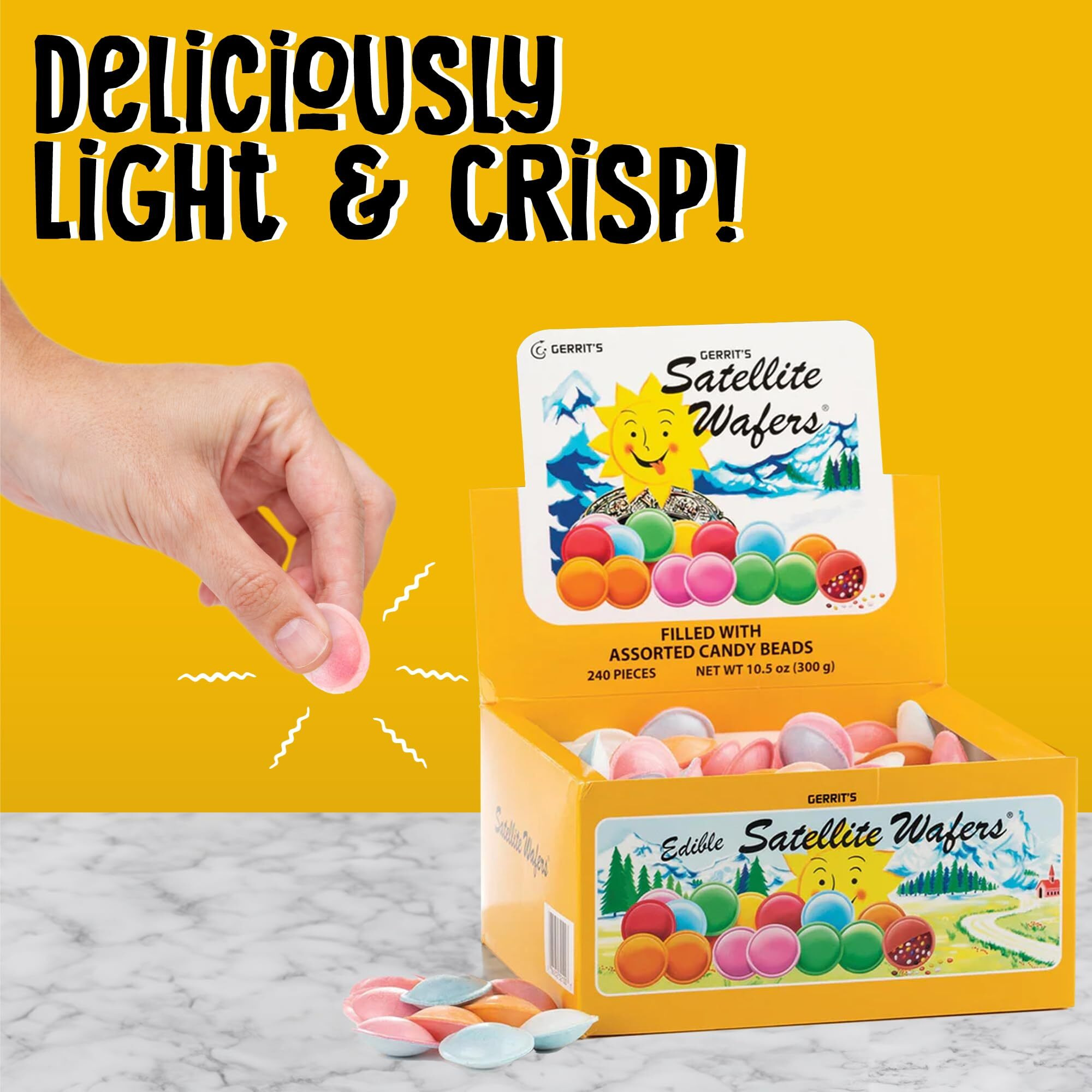 Gerrit's Satellite Wafers Candy - Pack Of 240 - Filled With Assorted Beads - Light, Crispy, And Nostalgic Flying Saucer Candy Wafers