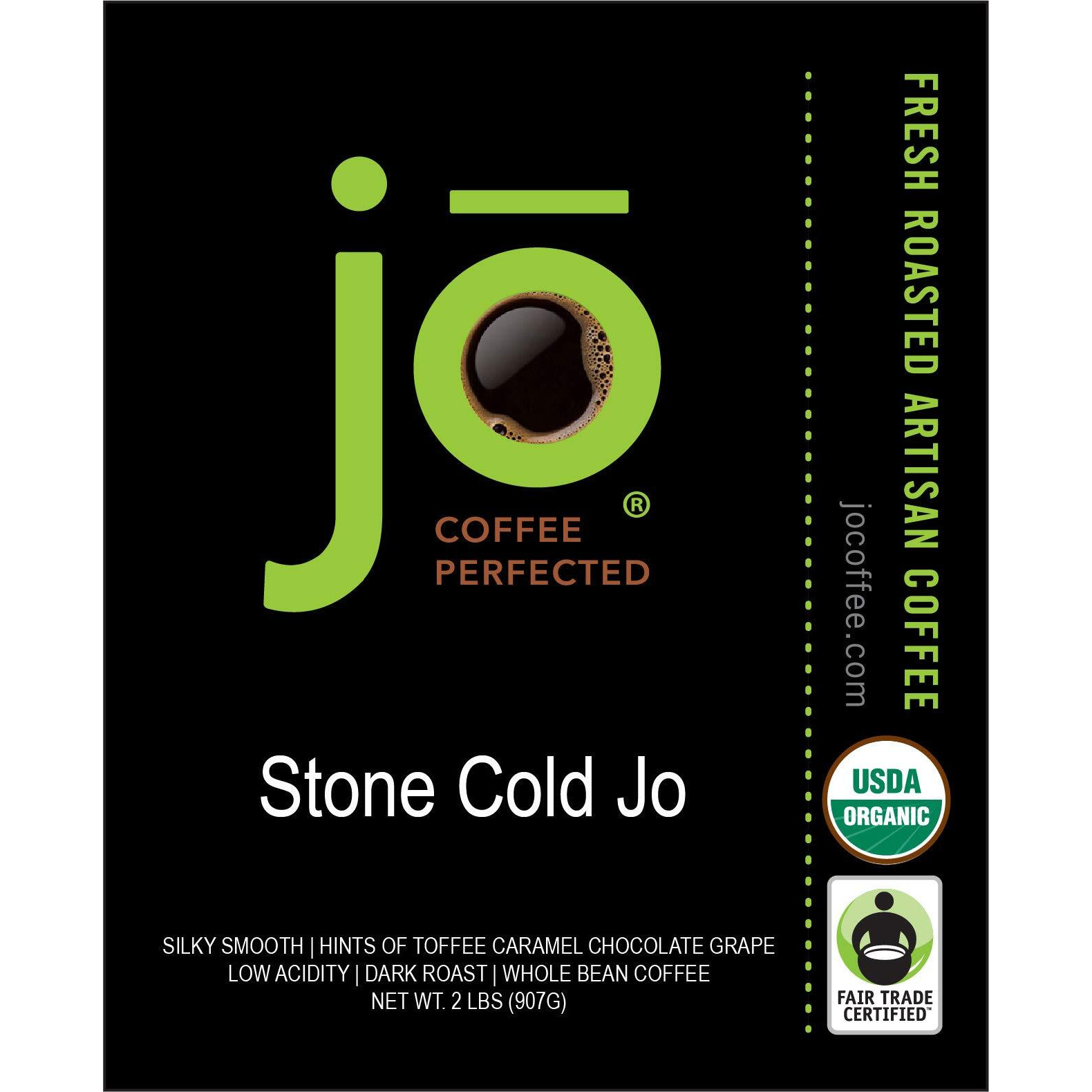 Colombia Jo 2 Lb Organic Coffee, Whole Bean, Medium Roast, 100% Usda Organic, Fair Trade Certified, Kosher Certified, Gmo Free, Gluten Free, Arabica Colombian Gourmet Specialty Coffee