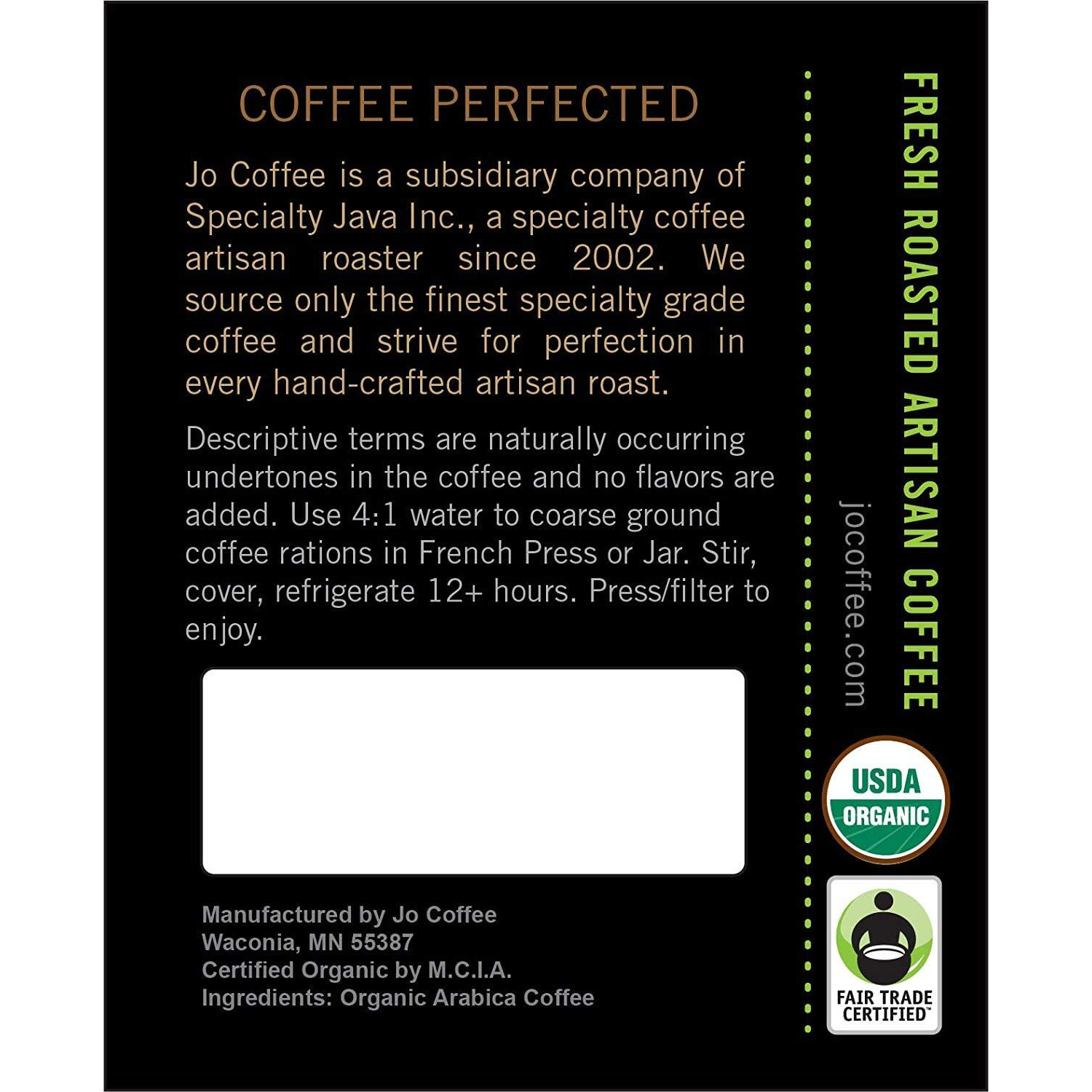 Colombia Jo 2 Lb Organic Coffee, Whole Bean, Medium Roast, 100% Usda Organic, Fair Trade Certified, Kosher Certified, Gmo Free, Gluten Free, Arabica Colombian Gourmet Specialty Coffee
