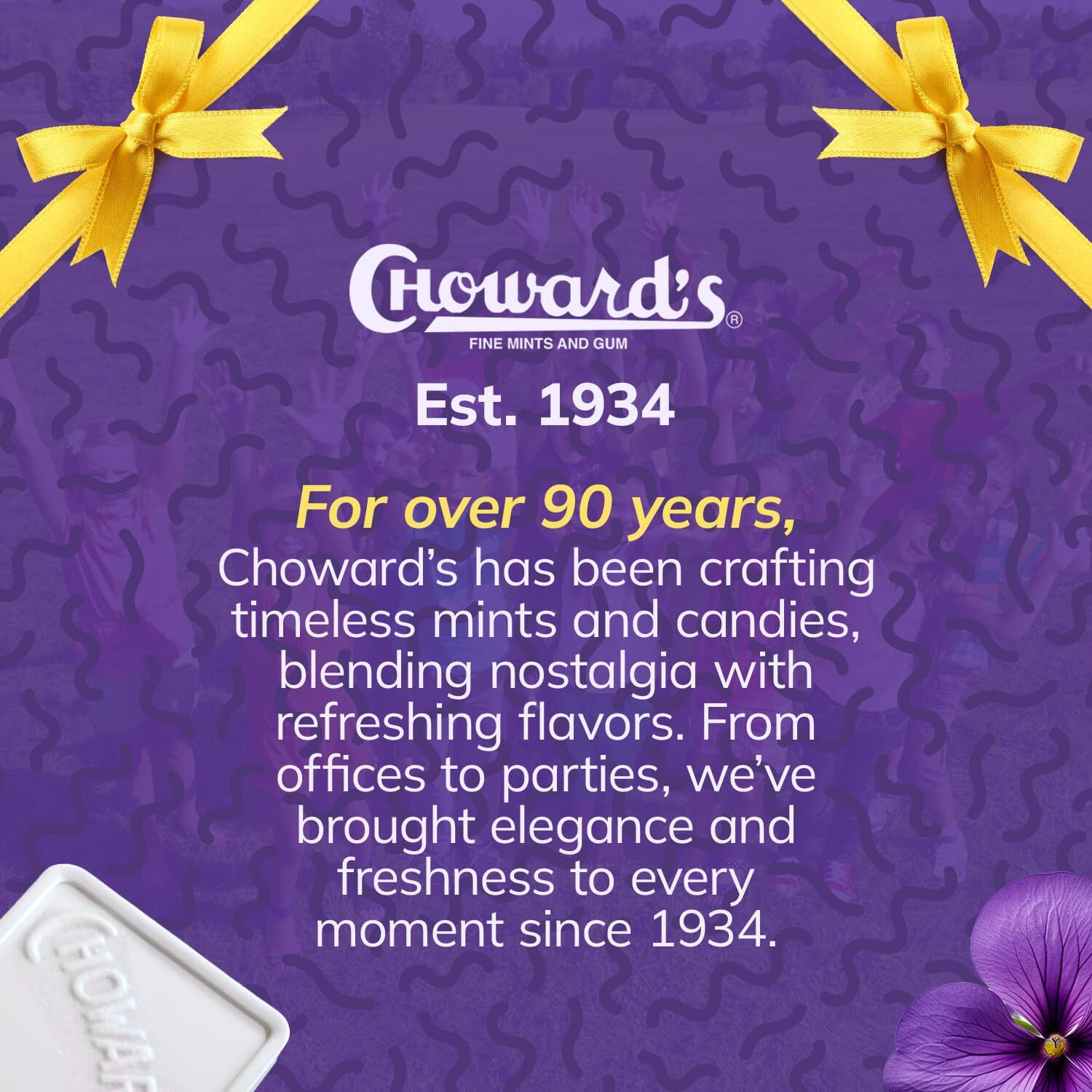 Choward's Violet Mints Candy | Bold Aromatic Flavor | Perfect For Snacks In Lunchboxes, Travel, Sharing, And Gifting | Nostalgic Vintage Candy | 6 Pack (15 Mints Per Package)