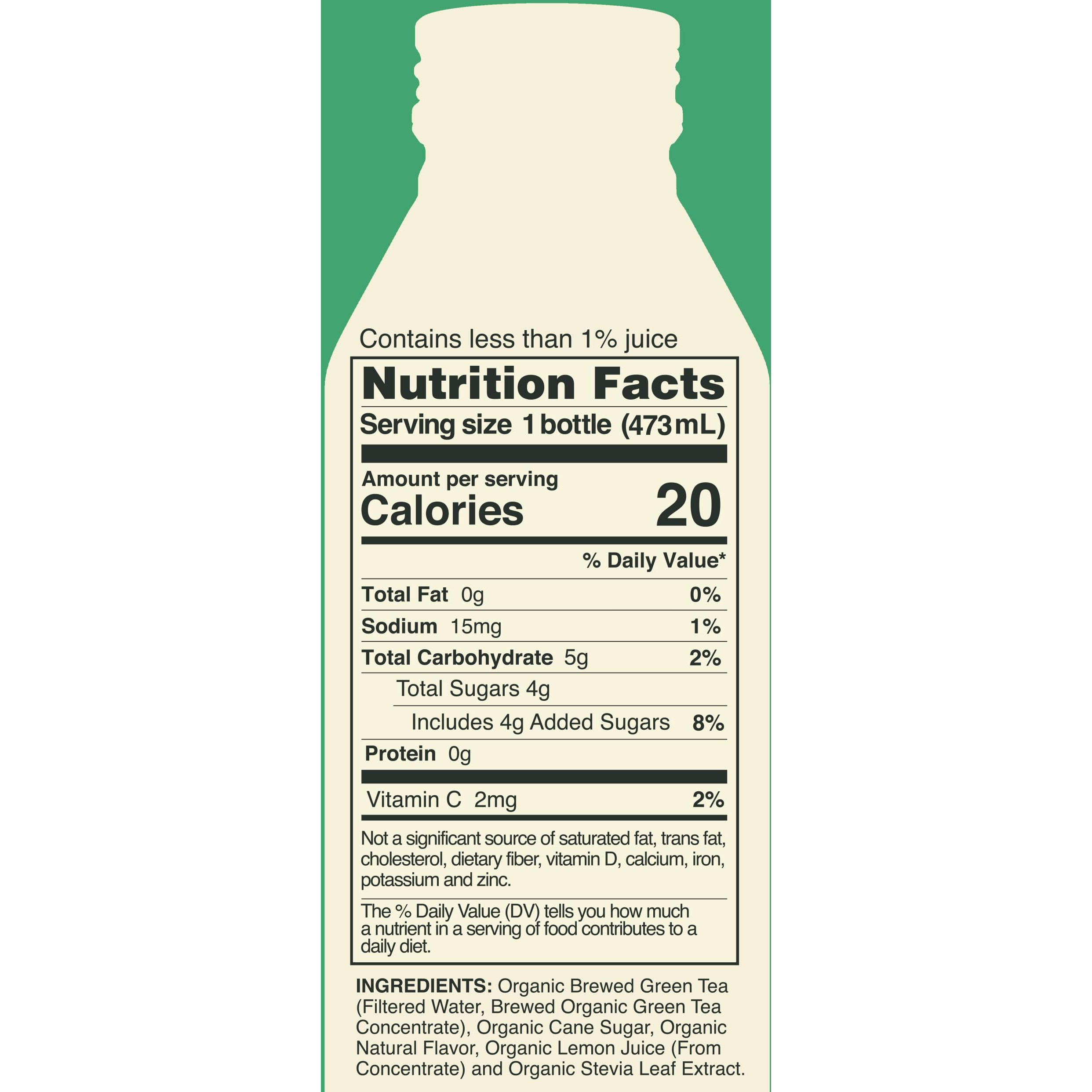 Saint James Iced Tea - Organic Green Tea - Non Gmo, Gluten Free, Low Calorie & Low Sugar - Original Green Tea, 12 Pack (16 Fl Oz Each)