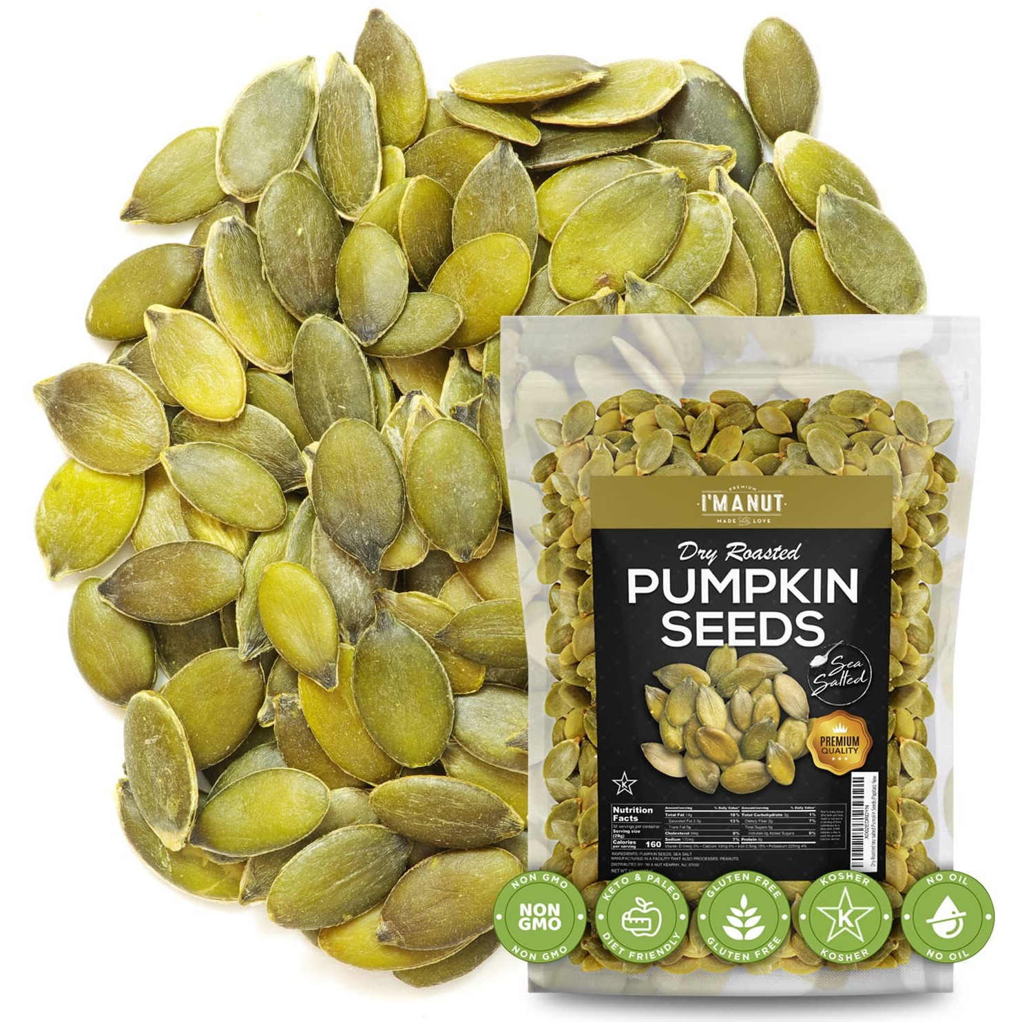 Oven Toasted Pumpkin Seeds With Sea Salt (Papitas) 16 Oz (1 Lb) Batch Tested Gluten & Peanut Free | No Oils | No Ppo | Non Gmo | Vegan And Keto Friendly | Premium Quality