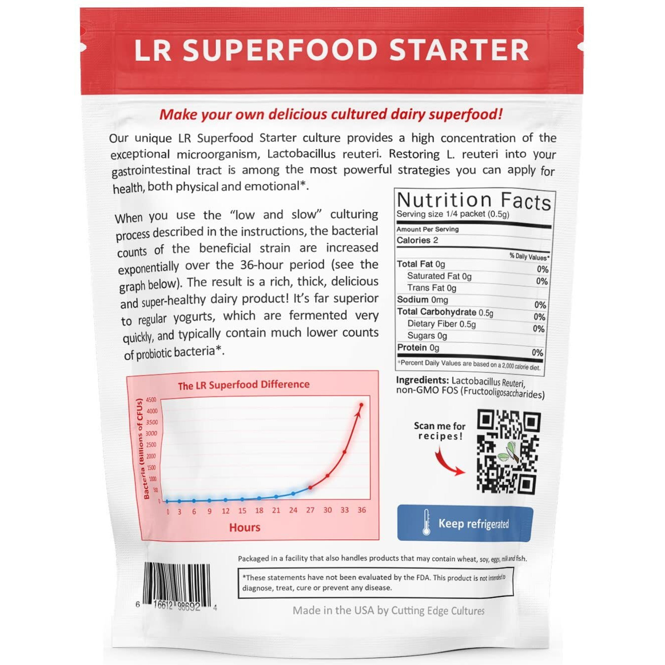 Lr Superfood Starter Culture + Prebio Plus L. Reuteri Probiotic Starter Kit Cultured Dairy Low And Slow Yogurt Lactobacillus(Lr Superfood + Prebio Plus)