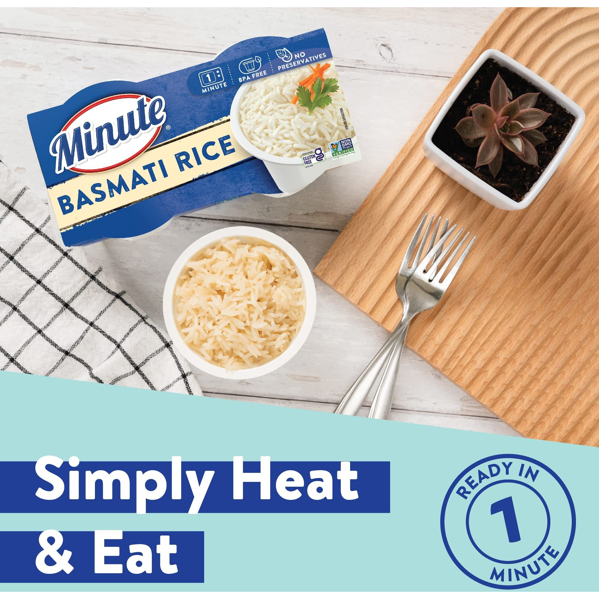 Minute Ready-To-Serve Basmati Rice, Microwavable Rice Cups, 8.8-Ounce Cups (Pack Of 8)