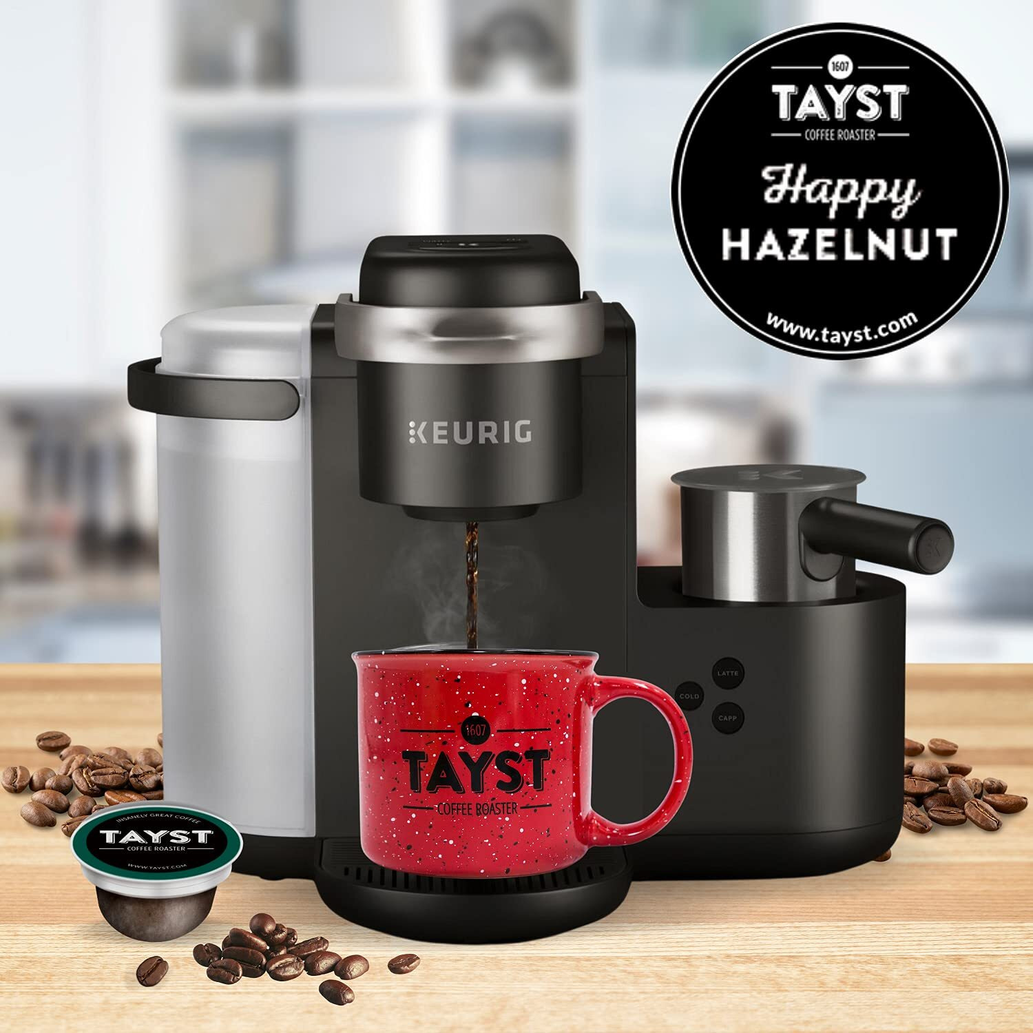 Tayst Coffee Pods, Happy Hazelnut Medium Roast, K Cups Compatible With Keurig Coffee Maker, Sustainable Single Serve, Pack Of 30