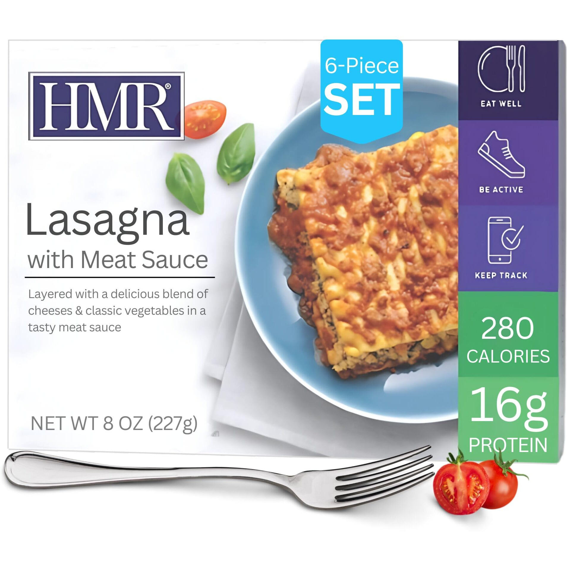 Hmr Lasagna With Meat Sauce Entr  E | Pre-Packaged Lunch Or Dinner To Support Weight Loss | Ready To Eat | 16G Of Protein | Low Calorie Food | 8Oz Serving Per Meal | Pack Of 6