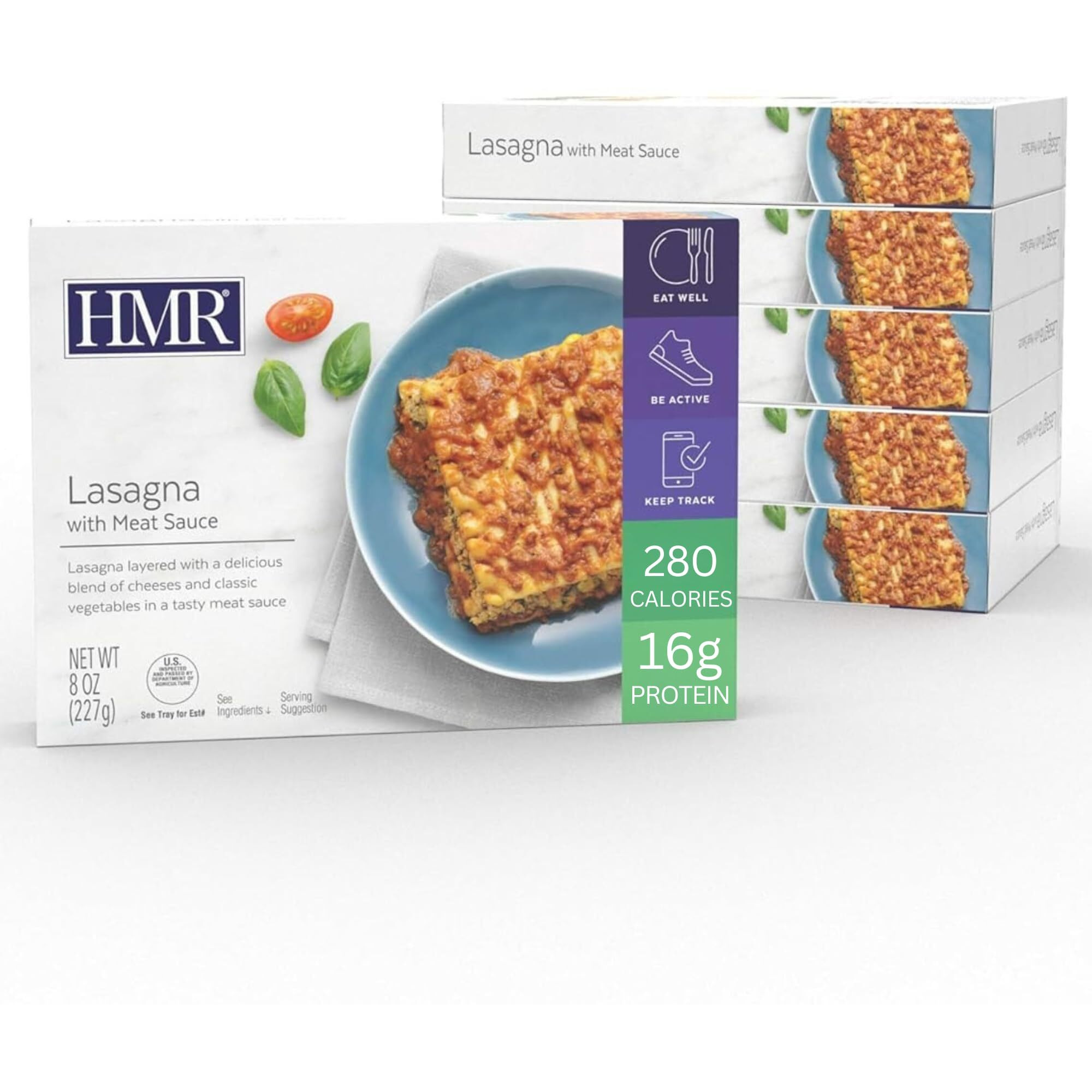 Hmr Lasagna With Meat Sauce Entr  E | Pre-Packaged Lunch Or Dinner To Support Weight Loss | Ready To Eat | 16G Of Protein | Low Calorie Food | 8Oz Serving Per Meal | Pack Of 6