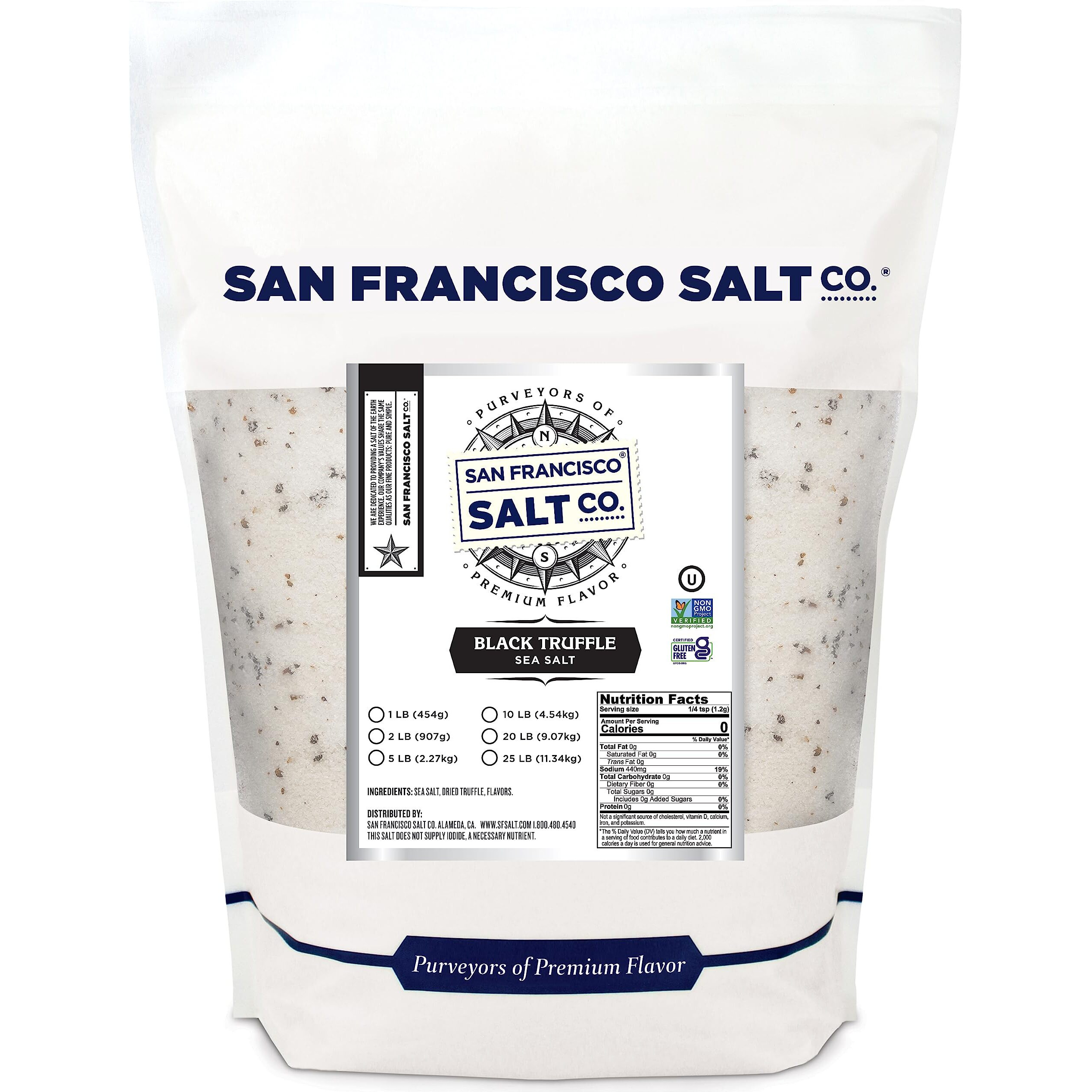 Italian Black Truffle Salt 1Lb. Bulk Bag By San Francisco Salt Company