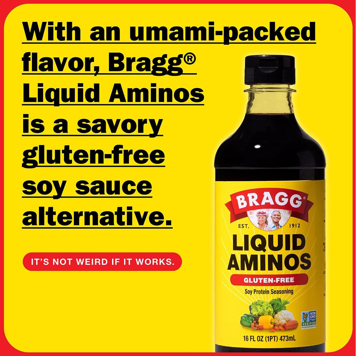 Bragg Liquid Aminos All-Purpose Seasoning - 16 Fl Oz - Gluten-Free Soy Sauce Alternative - Perfect For Stir-Fries And Cooking At Home