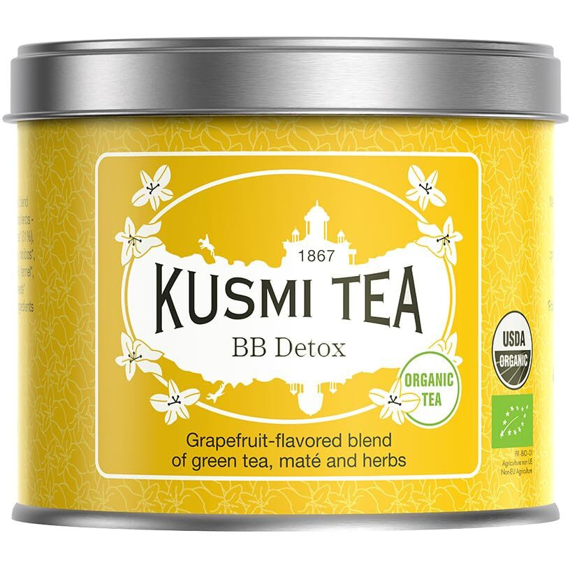 Kusmi Tea - Bb Detox - Iconic Detox Tea - Organic Tea - Blend Of Green Tea, Mate & Grapefruit - Organic Flavored Yerba Mate Tea - Loose Leaf Tea - Tin Box Of 3.5 Oz - Quantity For About 50 Cups