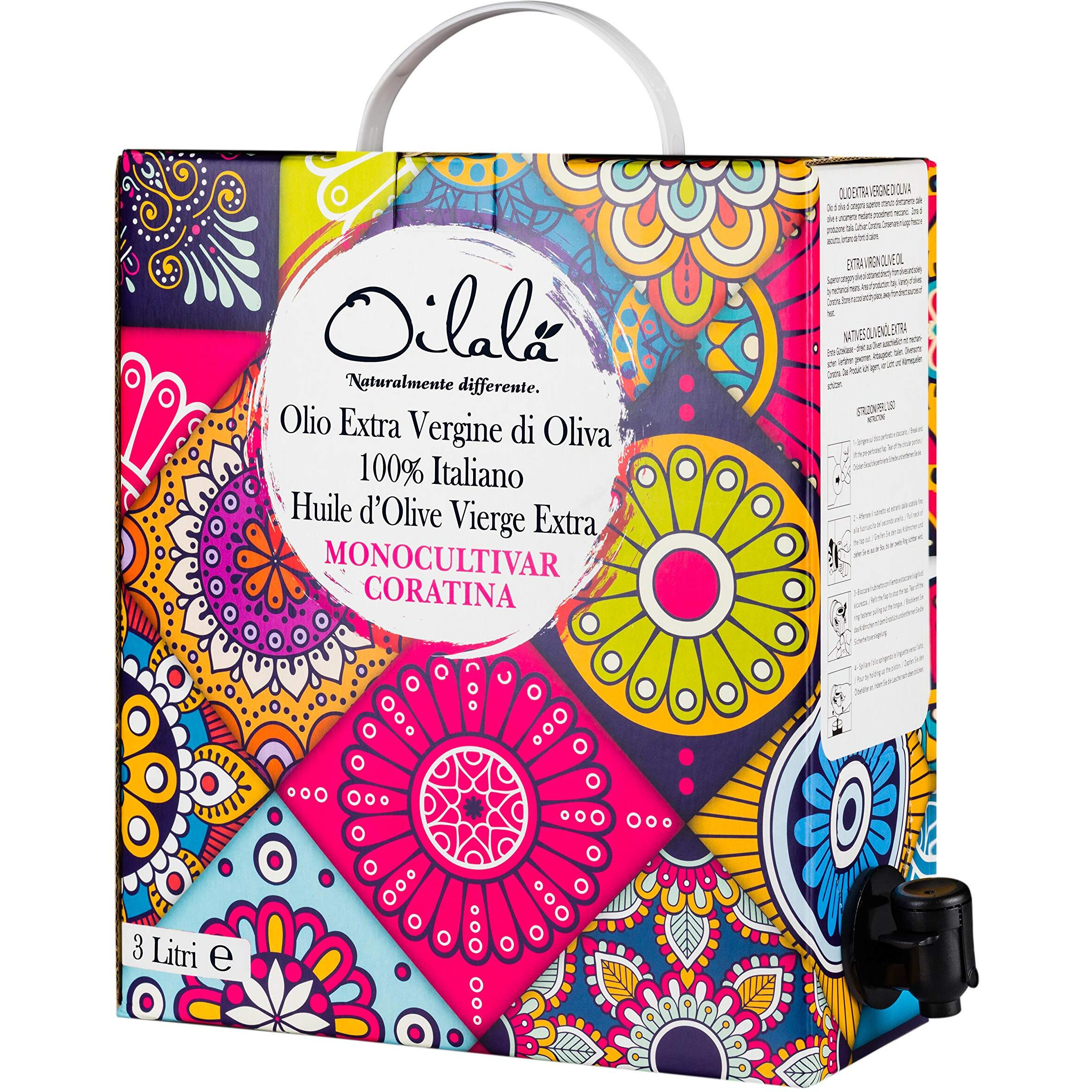 Oilala, 2022/23 Harvest Extra Virgin Olive Oil, Coratina, Gold Medal Nyiooc 2022 Low Acidity, Robust, Puglia Italy, Italian Family Farm, Single Source, High Polyphenol, (101 Fl Oz) (3 Liter)