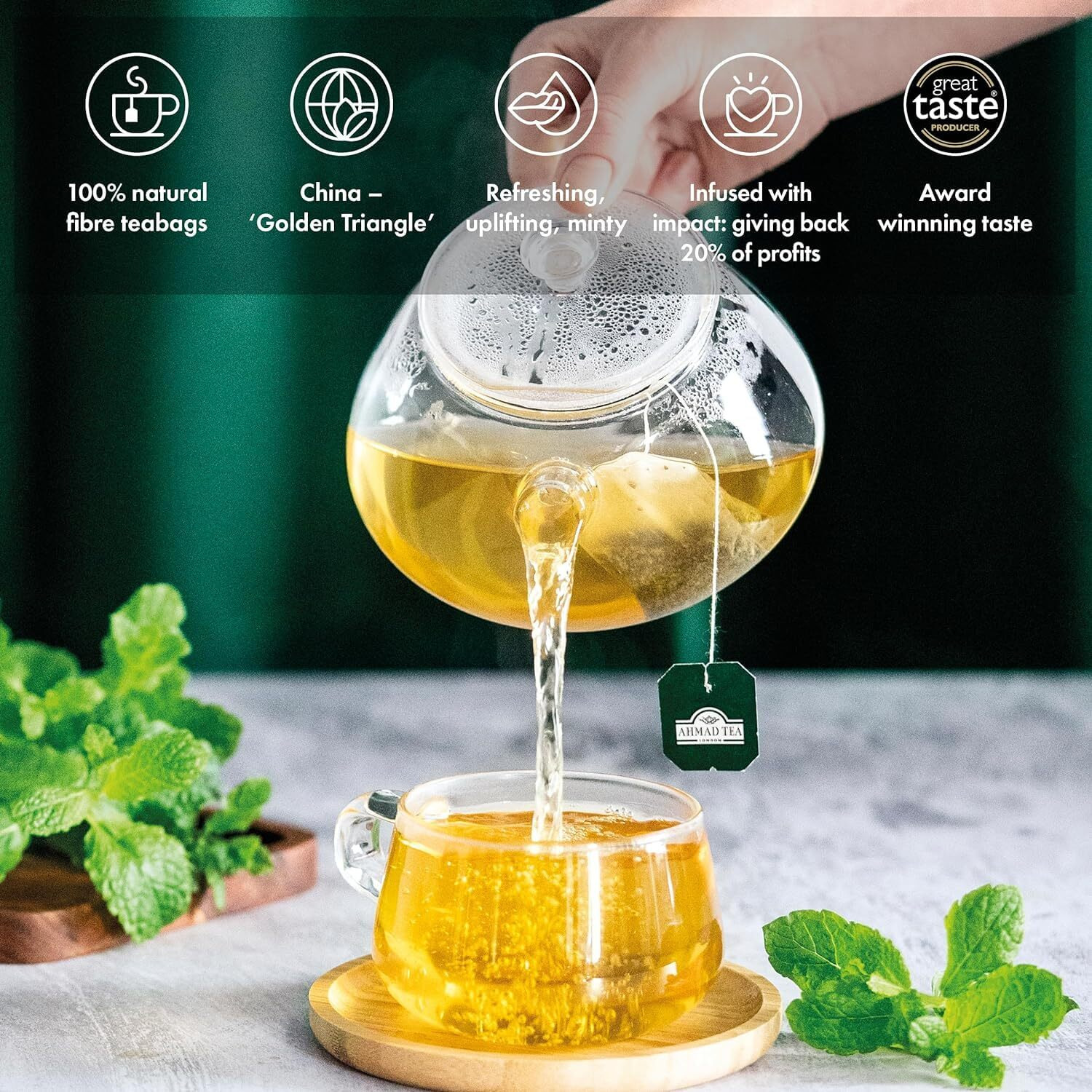 Ahmad Tea Mint Green Tea Teabags, 100 Ct - Caffeinated And Sugar-Free