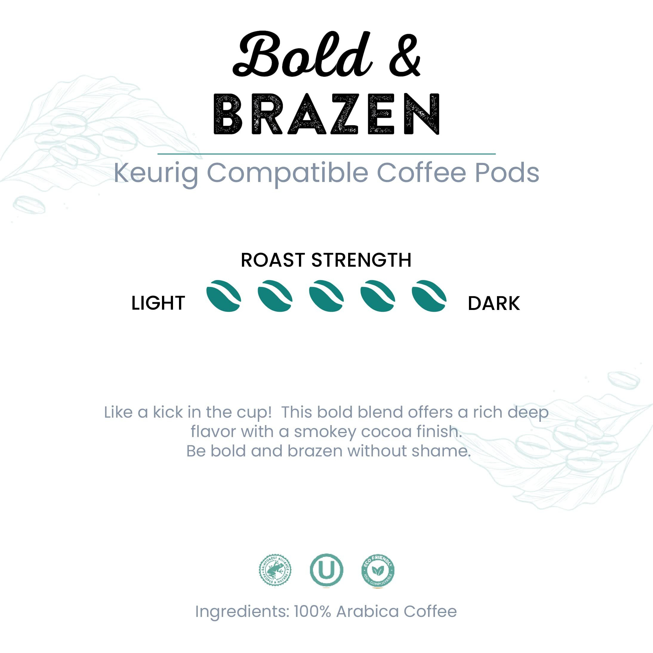 Tayst Coffee Pods, Bold & Brazen Dark Roast, K Cups Compatible With Keurig Coffee Maker, Sustainable Single Serve, Pack Of 30