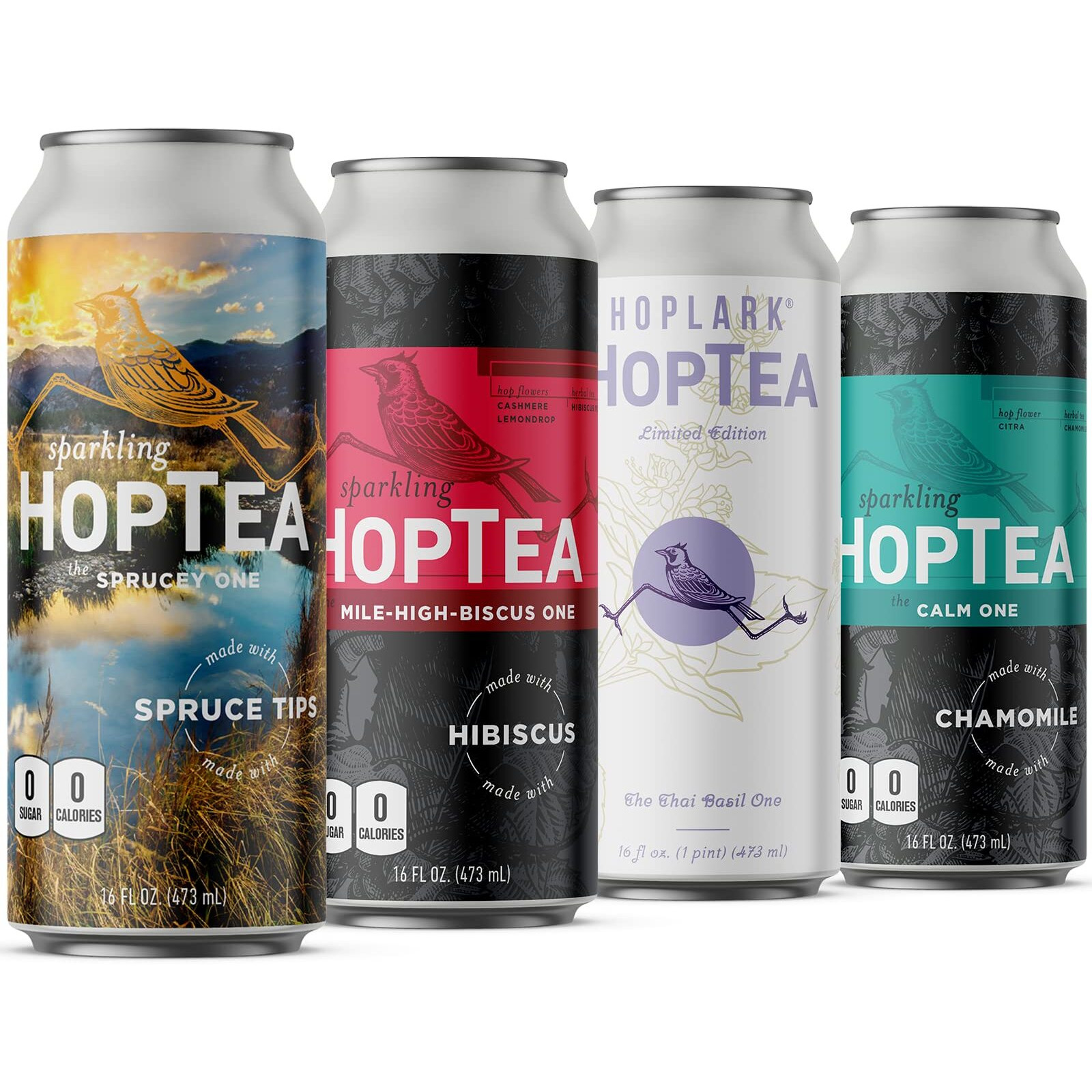 Hoplark Sparkling Hoptea - The Relax Pack - Craft Brewed Na Beer Alternative - Organic, Gluten-Free, Non Gmo, Zero Calories, Sugar-Free, Unsweetened (12, 16Oz Cans)