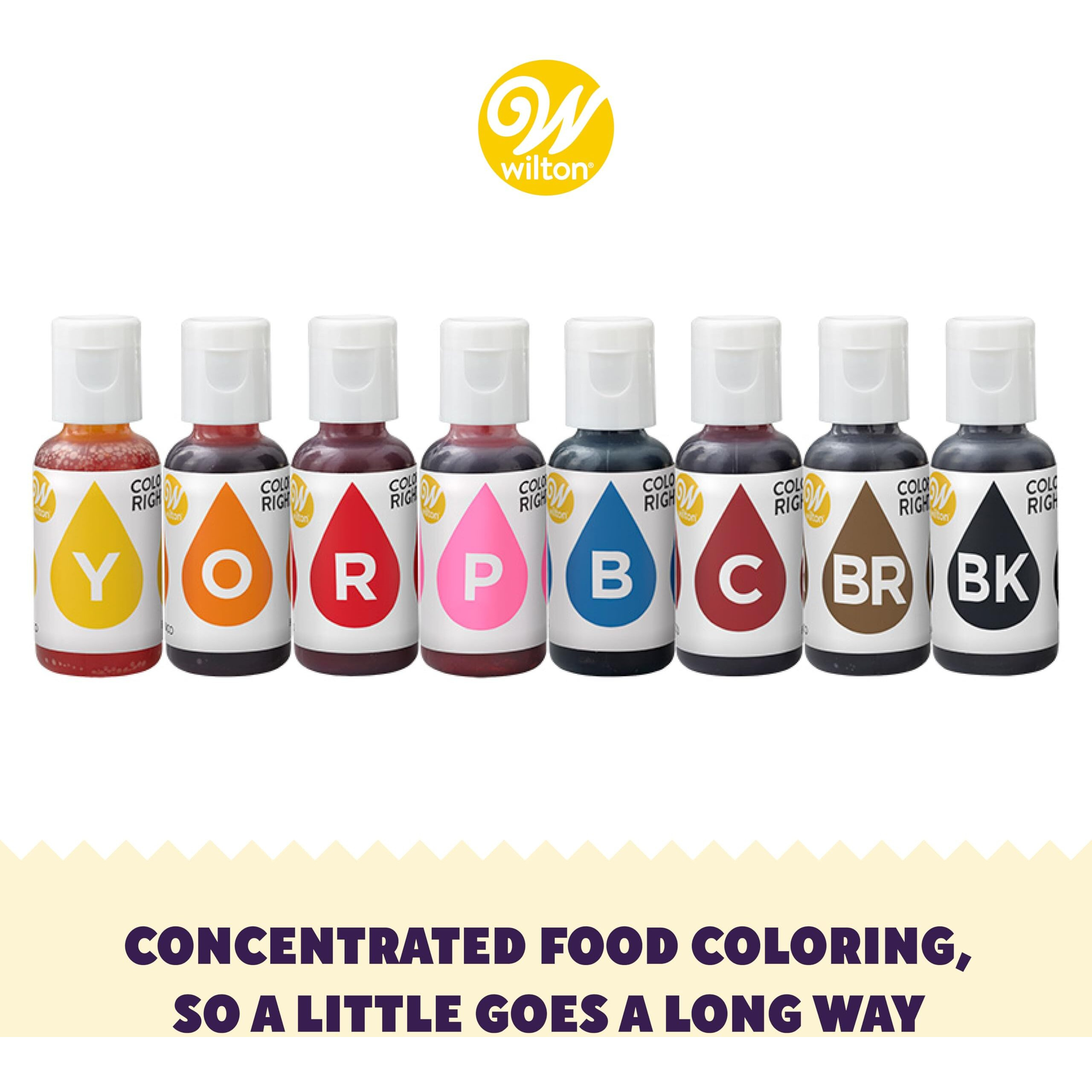Wilton Color Right Performance Food Coloring System, Ultra-Concentrated Liquid Gel Colors For Customizing Cake Batter, Icing & Fondant, 8-Count