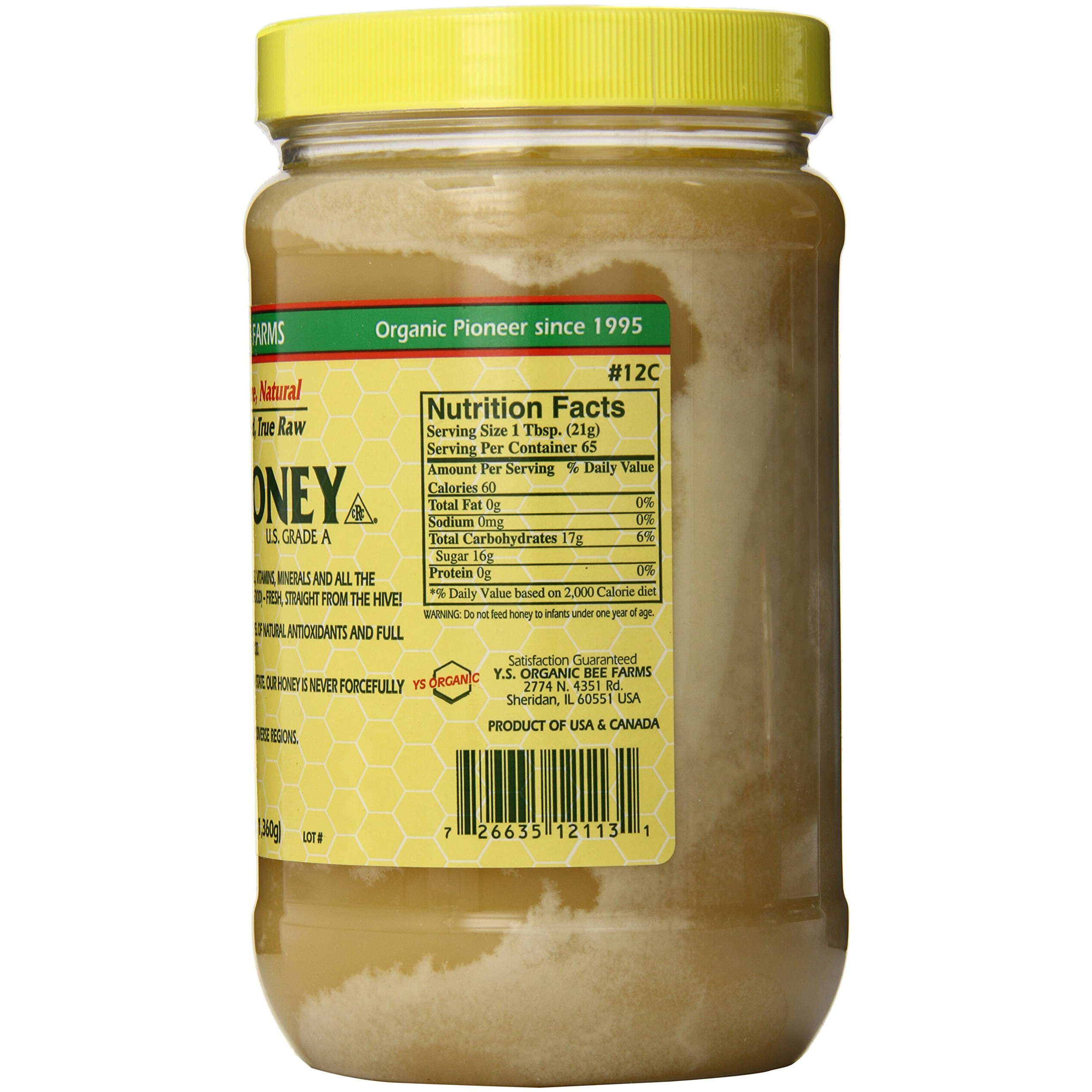 Ys Eco Bee Farms Raw Honey - Raw, Unfiltered, Unpasteurized - Kosher 3Lbs