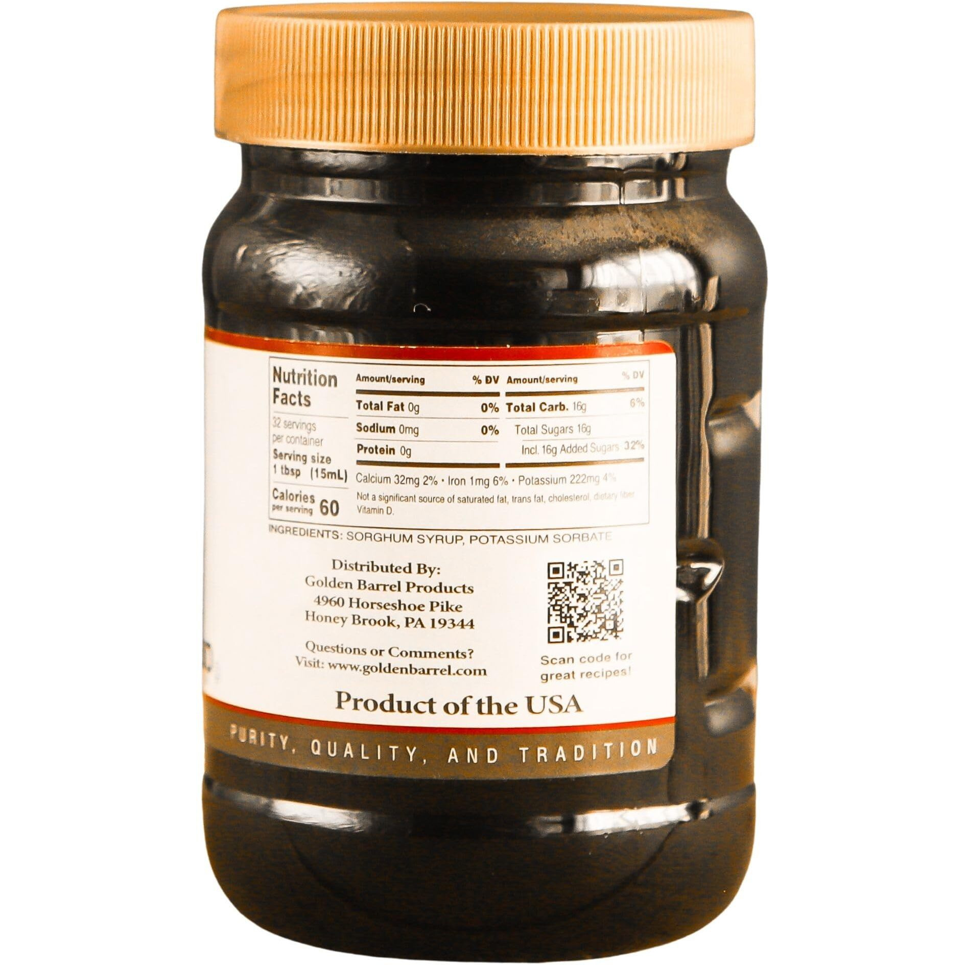 Golden Barrel Sorghum Syrup Wide Mouth Jar, 16 Oz (Pack May Vary)