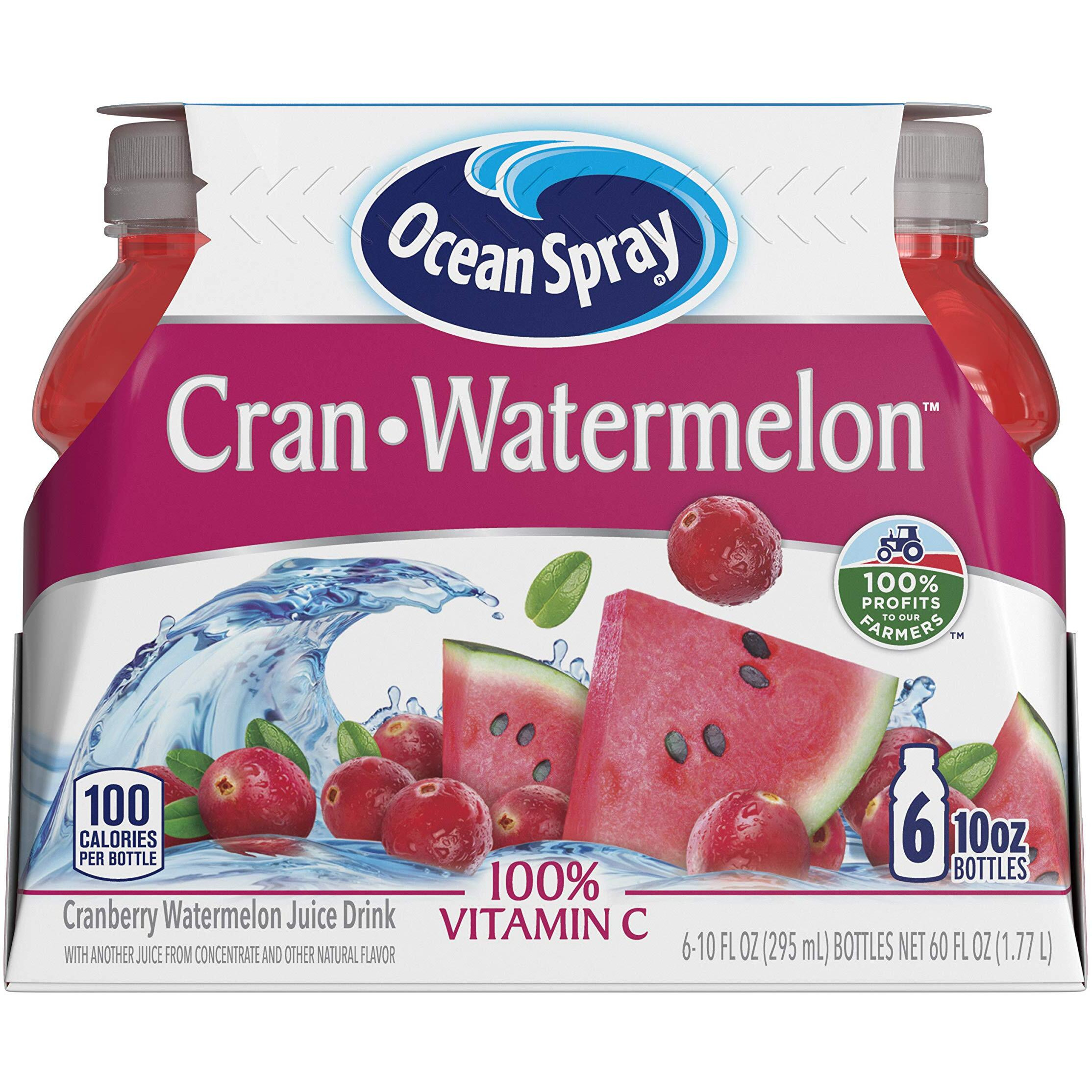 Ocean Spray Cran-Watermelon Cranberry Watermelon Juice Drinks, 10 Fl Oz Bottles, 6 Count (Pack Of 4)