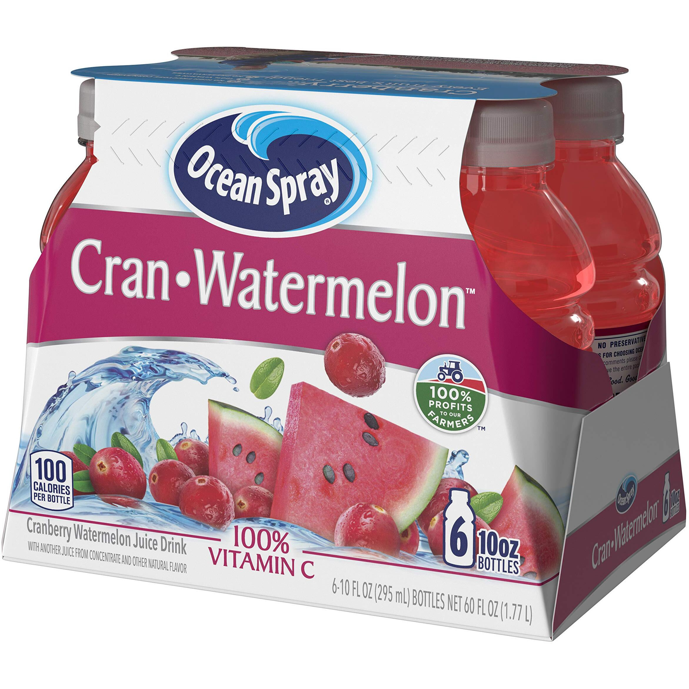 Ocean Spray Cran-Watermelon Cranberry Watermelon Juice Drinks, 10 Fl Oz Bottles, 6 Count (Pack Of 4)