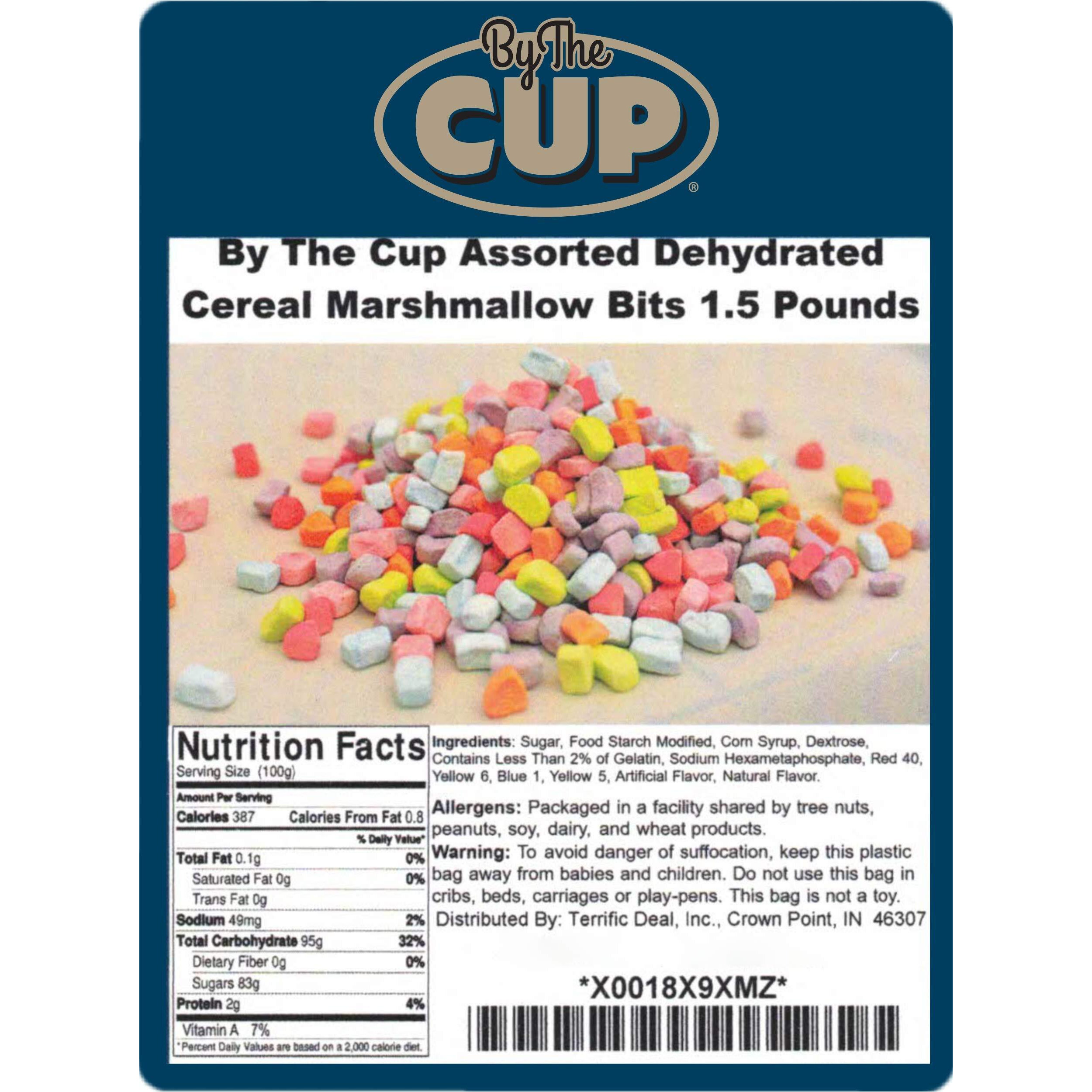 By The Cup Assorted Dehydrated Cereal Marshmallow Bits 1.5 Pound Bulk