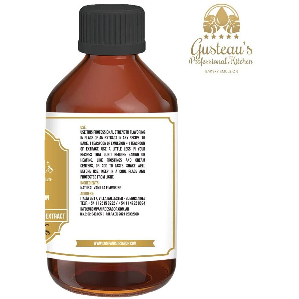 Gusteau's - Clear Vanilla Flavor Bakery Emulsion, 4 Fl Oz (100Ml) Alcohol Free, Sugar Free, Kosher (Vanilla)