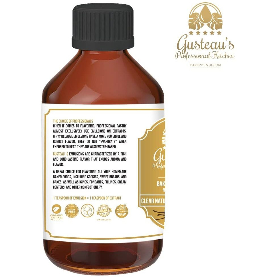 Gusteau's - Clear Vanilla Flavor Bakery Emulsion, 4 Fl Oz (100Ml) Alcohol Free, Sugar Free, Kosher (Vanilla)