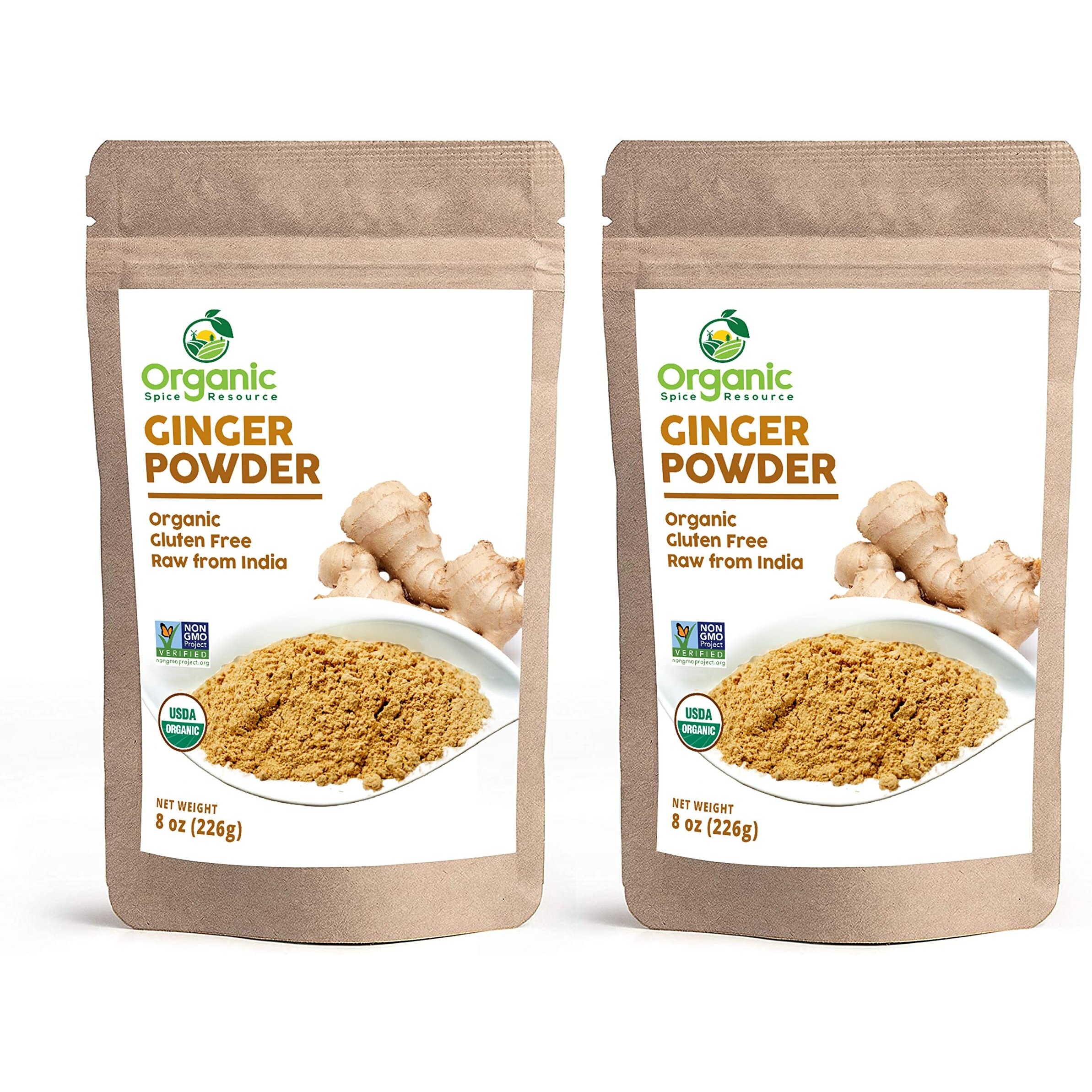 Organic Ginger Powder | 16 Oz (Pack Of 2) | Usda Organics And Non-Gmo Verified Project Approved | Product Of India | 100% Raw And Natural | Resealable Kraft Bag By Shoposr