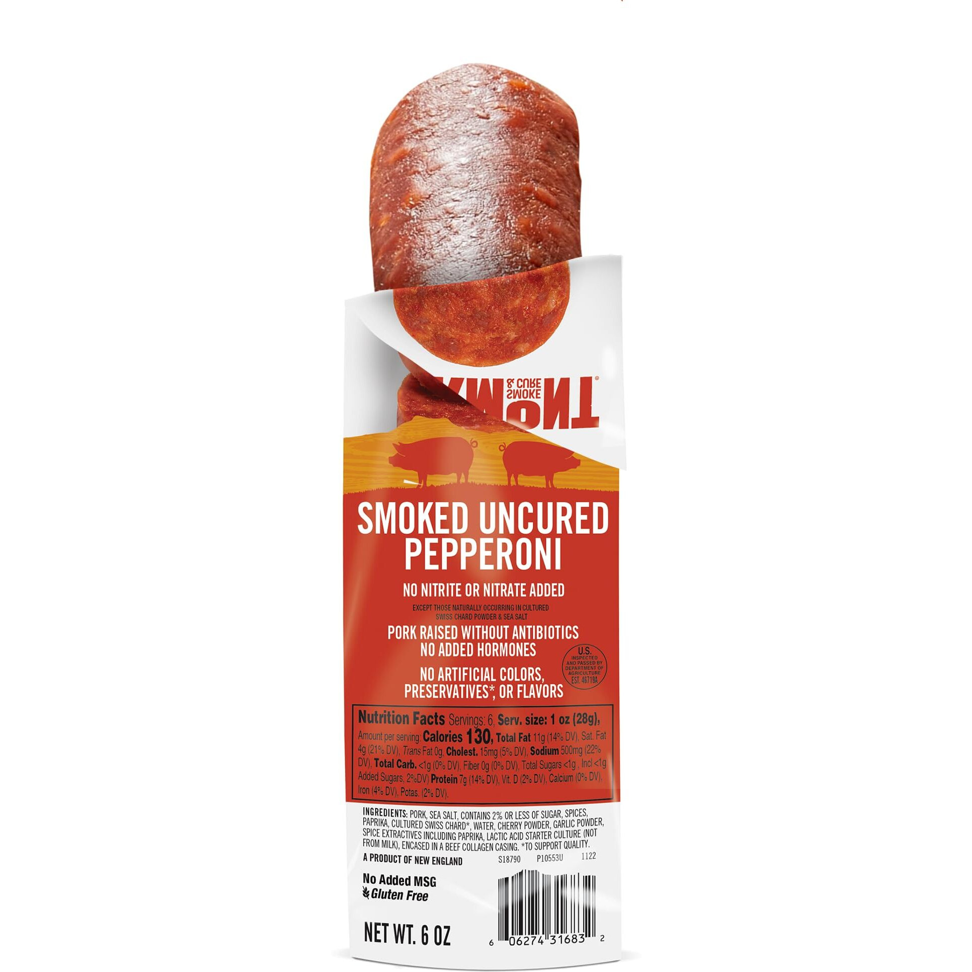 Vermont Smoke & Cure - Uncured Smoked Pepperoni - No Antibiotics Or Added Hormones, Perfect For Pizza Or Charcuterie Board - 6Oz