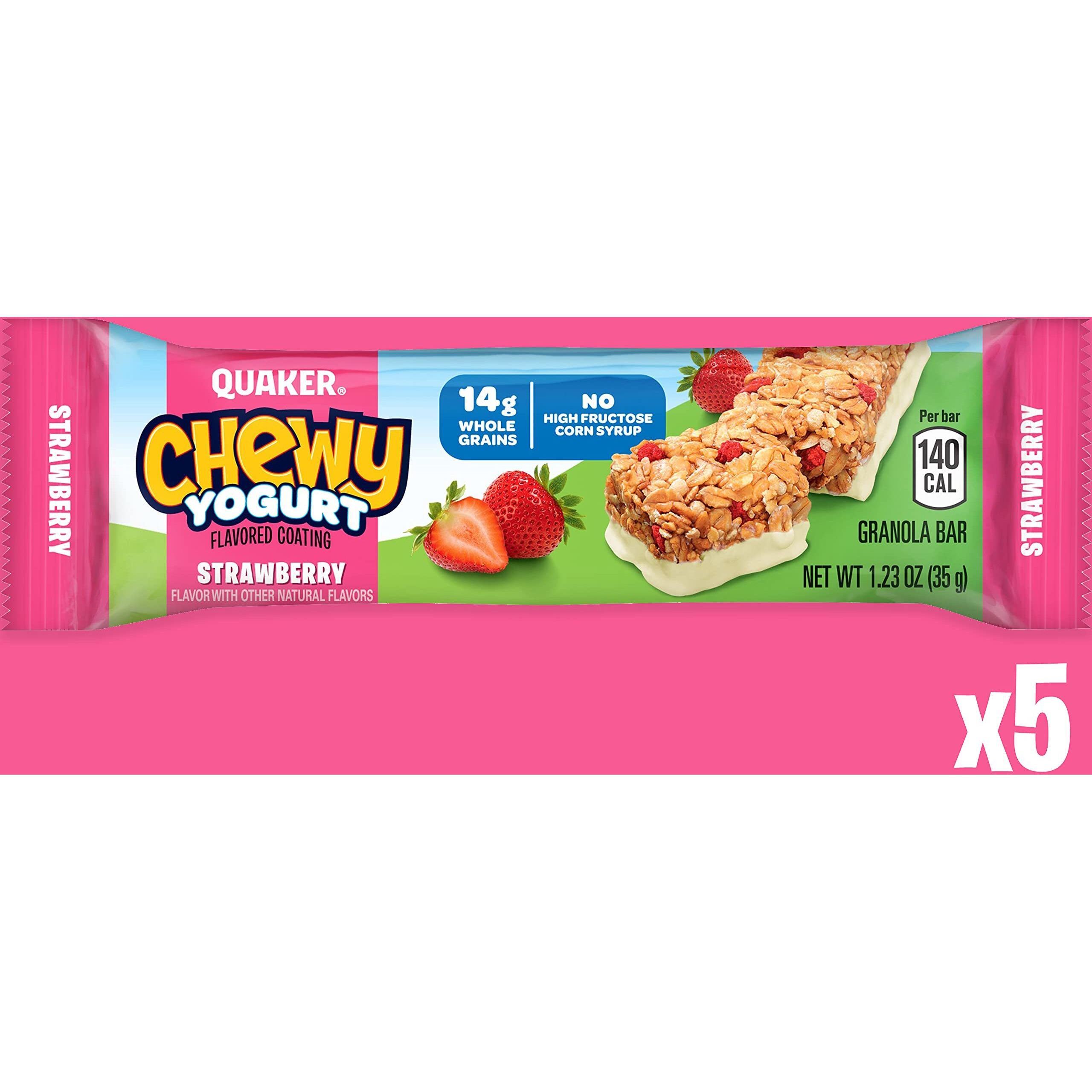 Quaker Yogurt Chewy Granola Bar, Strawberry, 5 Bars , Net Weight 6.1 Ounce (Pack Of 6) (Packaging May Vary)