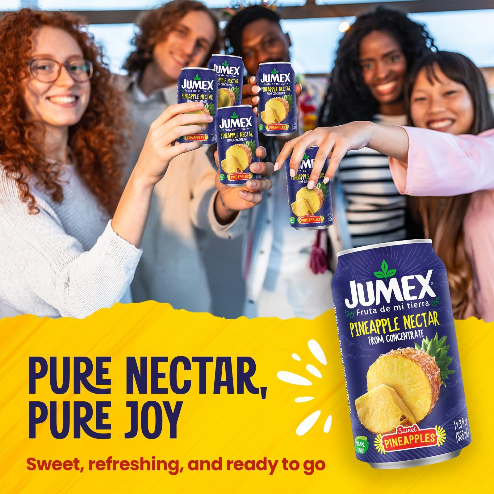 Jumex Pineapple Juice Nectar - Made With Fresh Fruit Puree From Concentrate For Tropical Fruit Smoothie Mix, Cocktail Mixers & Kids Drinks & Beverages - 11.3Oz, 24 Pack Pineapple Juice Cans