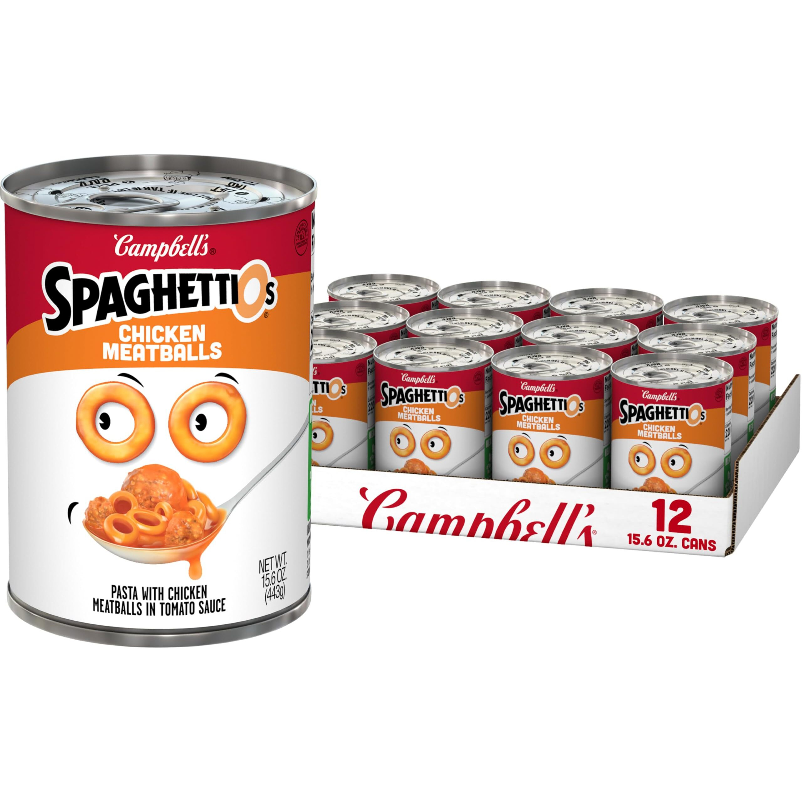 Spaghettios Canned Pasta With Chicken Meatballs, 15.6 Oz Can (Pack Of 12)