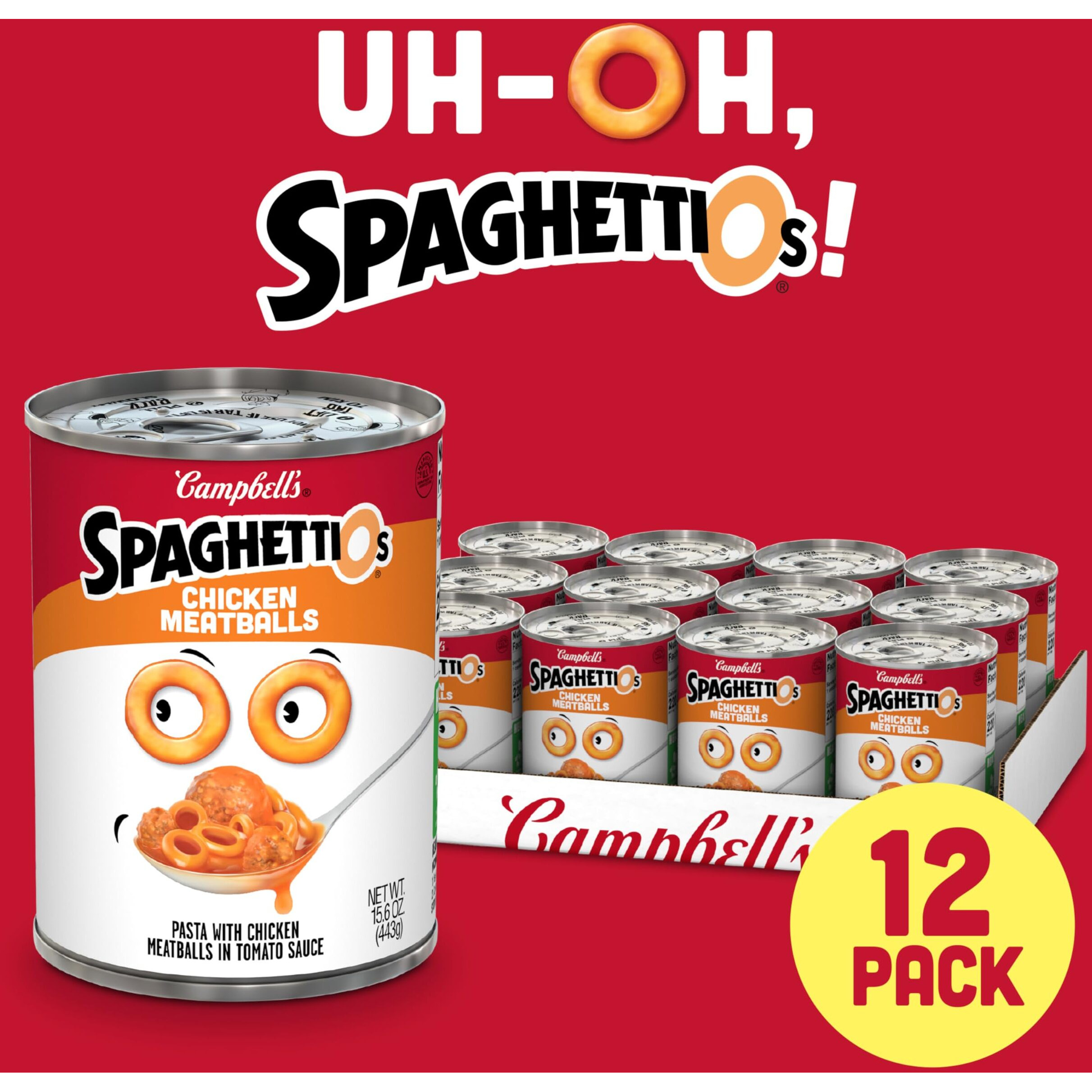 Spaghettios Canned Pasta With Chicken Meatballs, 15.6 Oz Can (Pack Of 12)