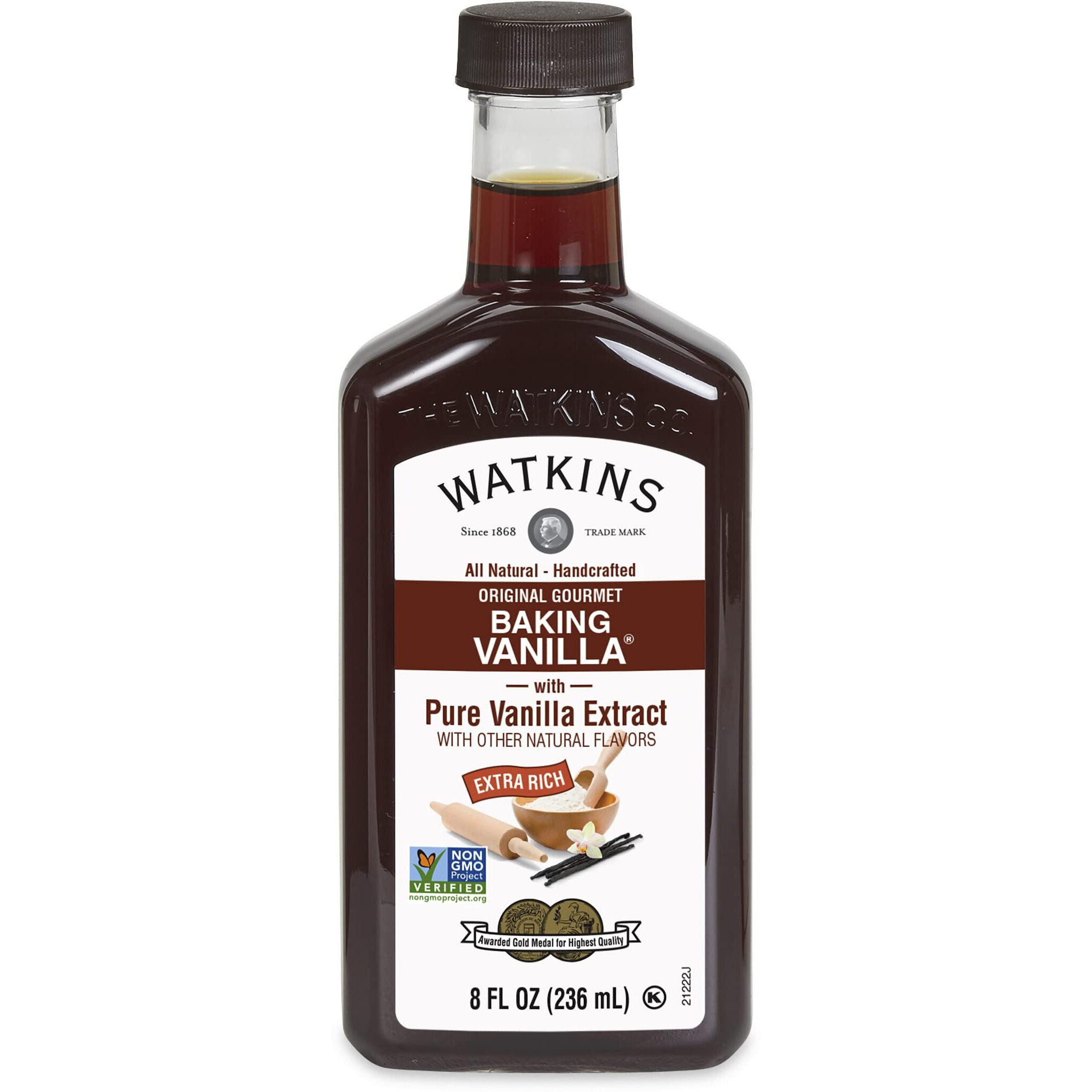 Watkins All Natural Original Gourmet Baking Vanilla, With Pure Vanilla Extract, 8 Fl Oz (Pack Of 6)