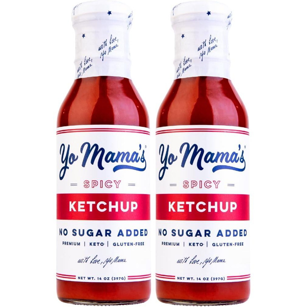 Yo Mama's Foods Keto Spicy Ketchup - Pack Of (2) - No Sugar Added, Low Carb, Vegan, Gluten Free, Paleo Friendly, And Made With Whole Non-Gmo Tomatoes
