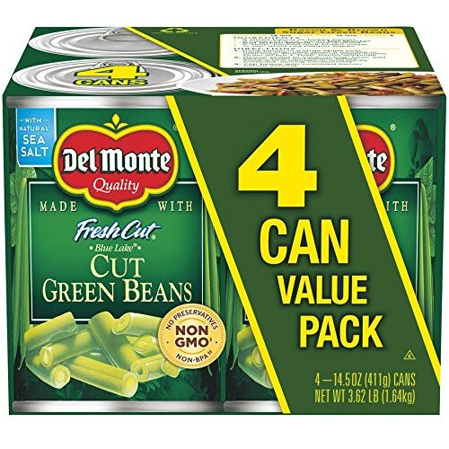 Del Monte Fresh Cut Blue Lake Mixed Cut Green Beans, Canned Vegetables, 14.5 Ounce (Pack Of 4), 2002160