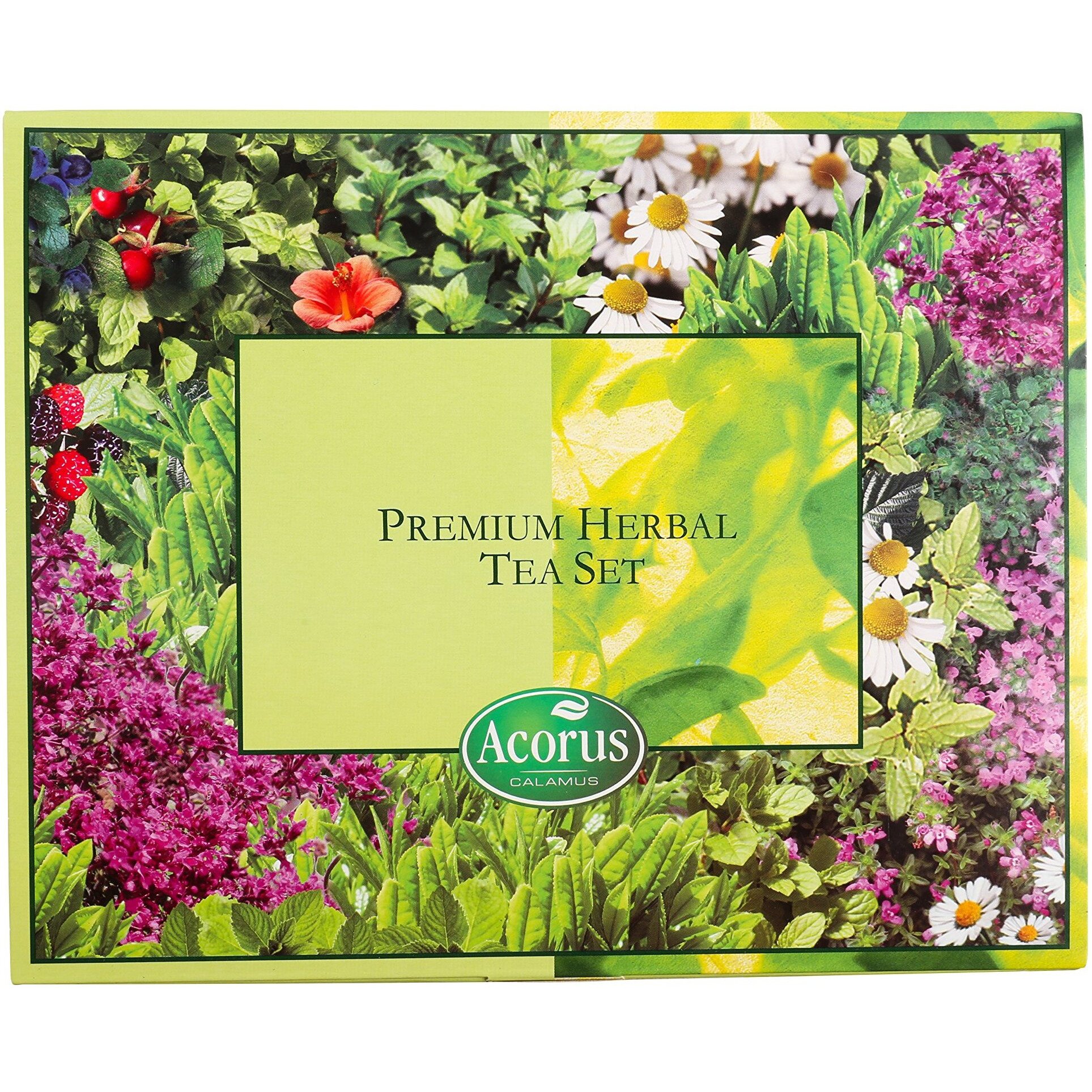 Acorus Premium Tea Set - Natural Herbal Tea Variety Pack, Gift Set Of 6 Different Teas, 60 Bags Individually Wrapped, Herbal Sampler Box