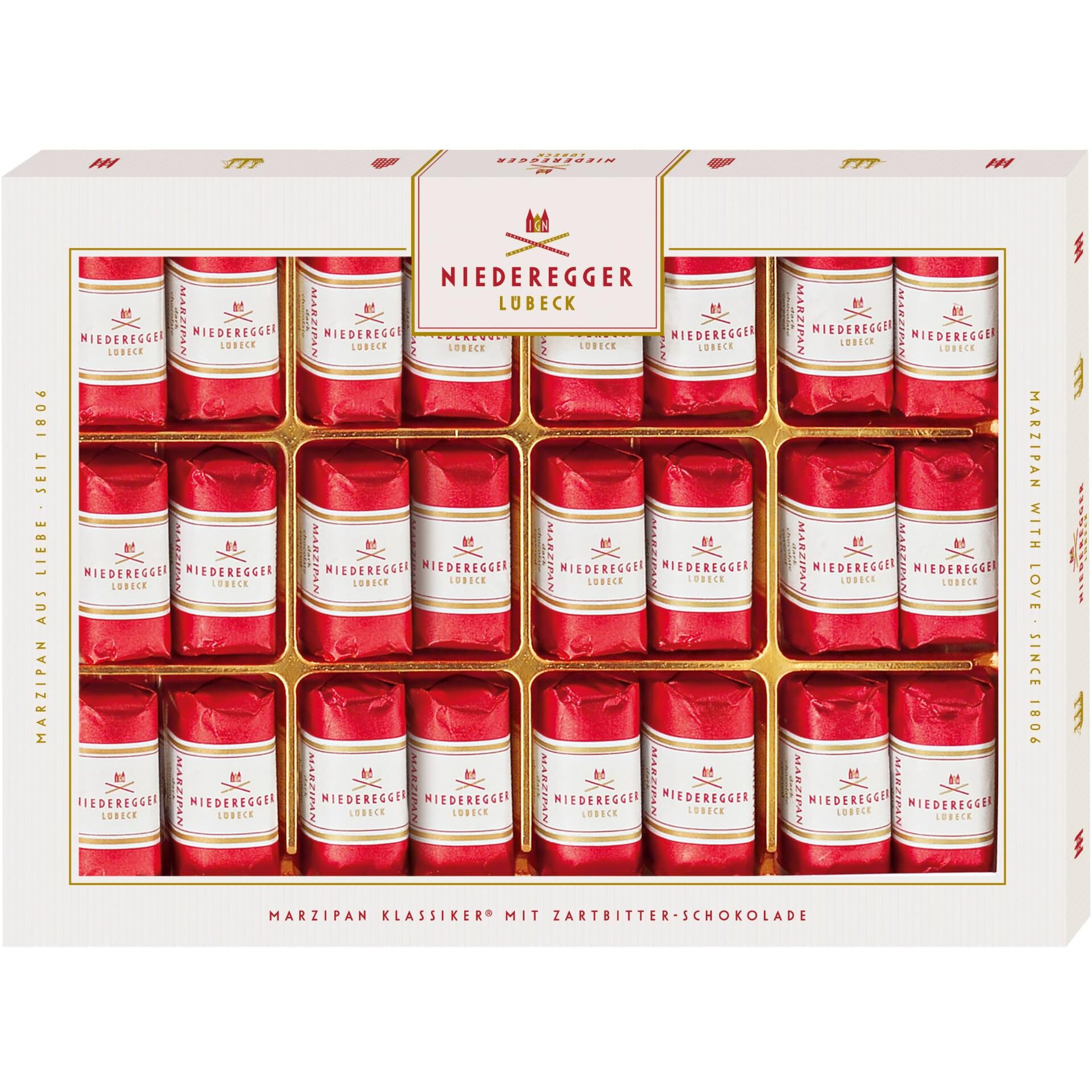 Niederegger Classic Loaves - Pure Marzipan Covered In Crisp & Dark Chocolate - 300G / 10.5Oz | 24 Pieces Per Box | Premium, Handcrafted, Authentic | Made In Germany Since 1806 | Kosher