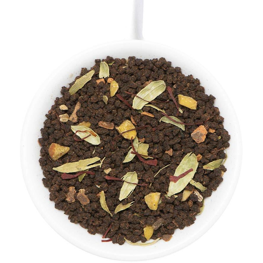 Vahdam Saffron Spiced Chai (Loose Leaf, 50 Cups) | Black Tea With Cardamom, Cinnamon, Clove, Almond & Saffron | Enjoy Hot, Iced, Or As A Chai Latte