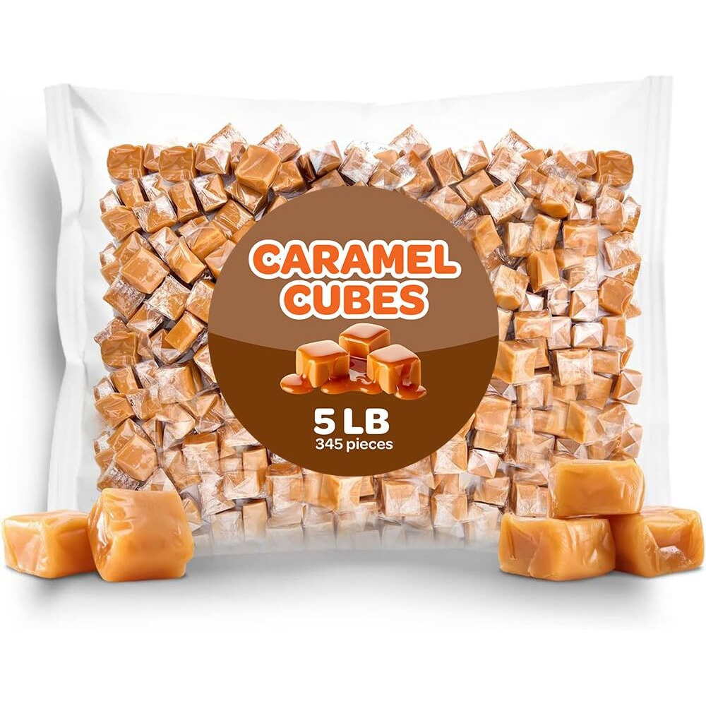 Caramel Cubes Candy, Soft Creamy Squares, Bulk Pack 5 Pounds