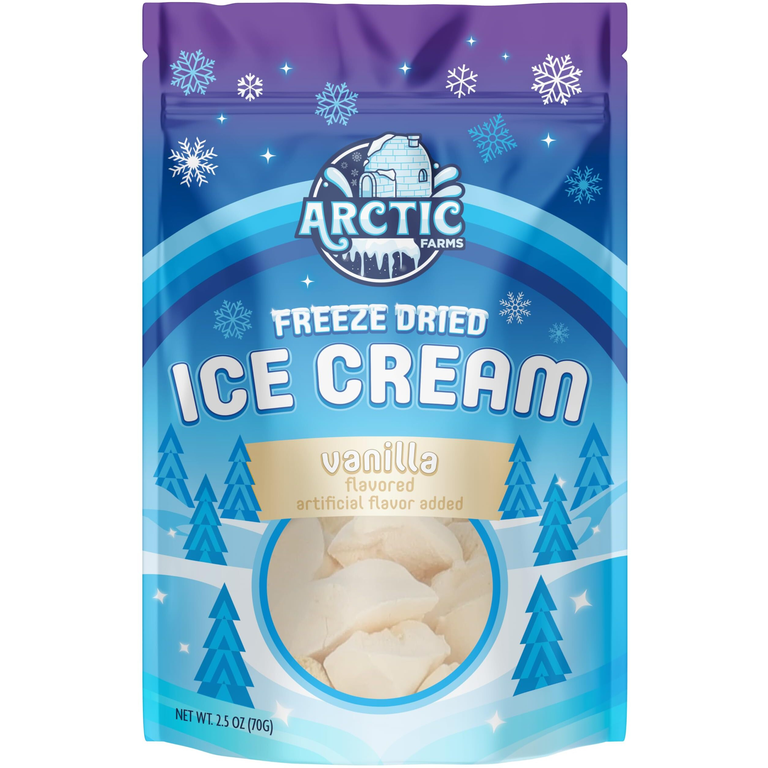 Arctic Farms Freeze Dried Ice Cream Bits Bagged And Boxed - Does Not Melt (Vanilla)
