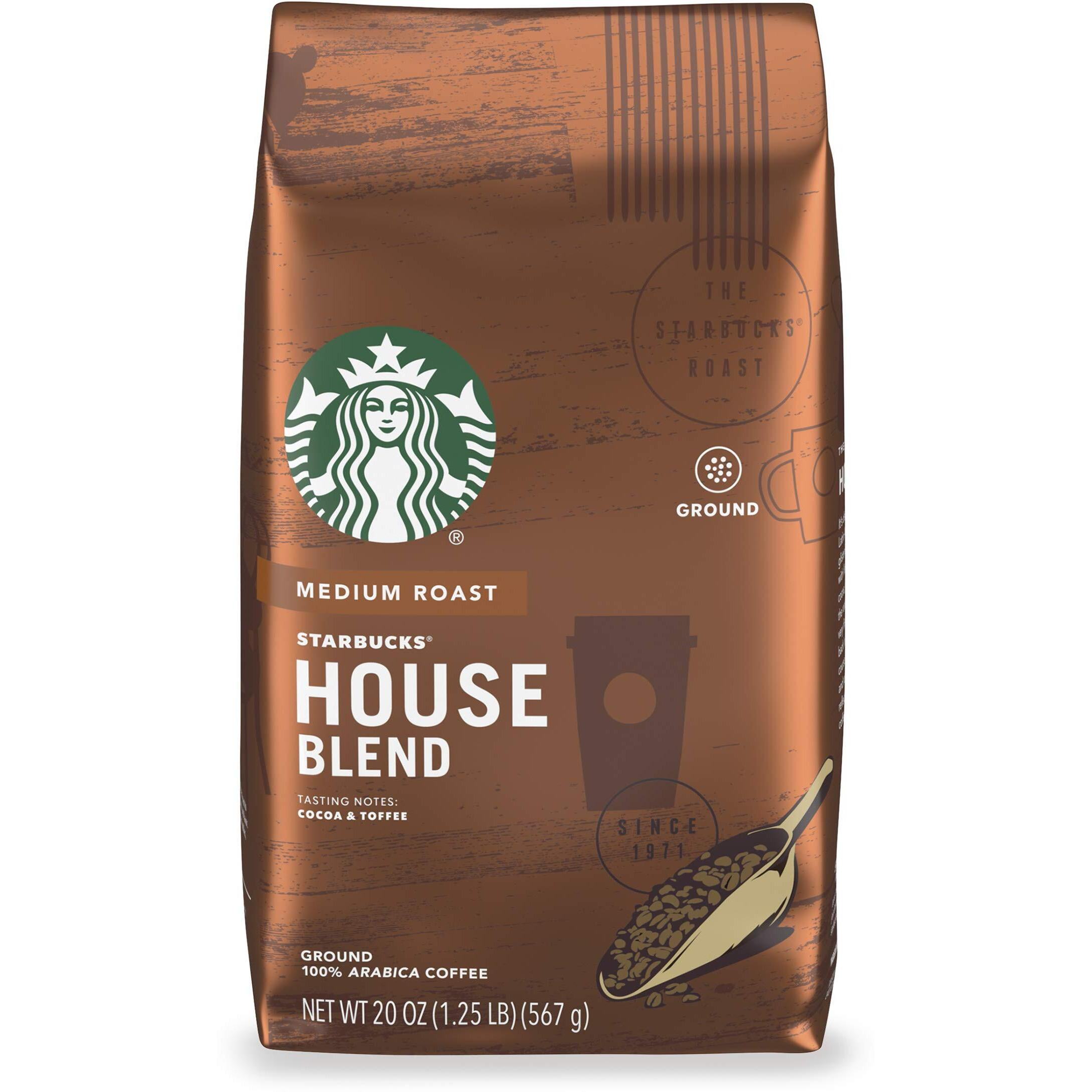 Starbucks Medium Roast Ground Coffee - House Blend - 100% Arabica - 1 Bag (20 Oz.)