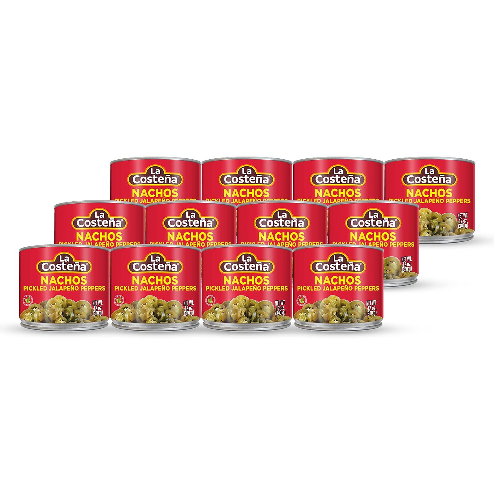 La Costea Sliced Nacho Jalapeno Peppers - Pickled Jalapenos - Jalapeno Pepper - Hot Peppers - Mexican Food, Guacamole, Spicy Nacho & Taco Toppings, Enchiladas & Salsa - 12Oz, 12 Pack Canned Jalapenos