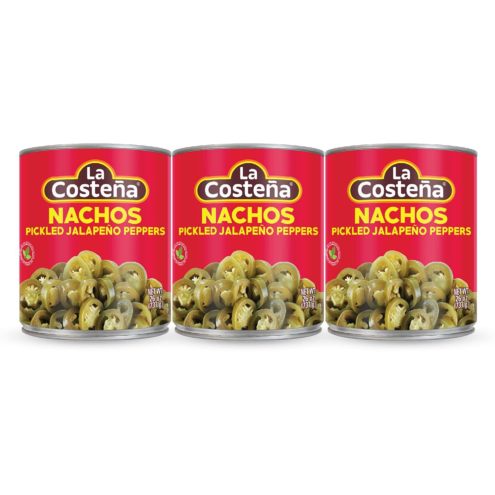 La Costea Sliced Nacho Jalapeno Peppers - Pickled Jalapenos - Jalapeno Pepper - Hot Peppers - Mexican Food, Guacamole, Spicy Nacho & Taco Toppings, Enchiladas & Salsa - 26Oz, 3 Pack Canned Jalapenos