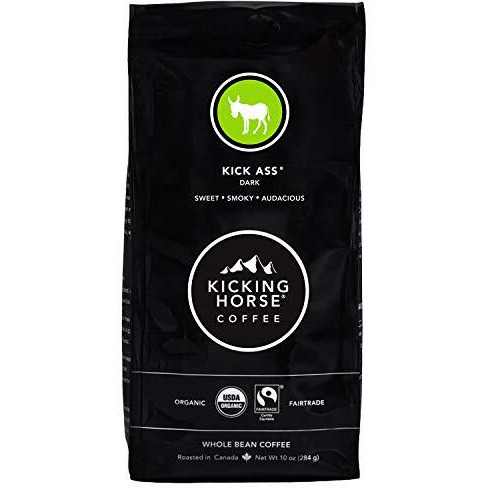 Kicking Horse Coffee, Kick Ass, Dark Roast, Whole Bean, 10 Oz - Certified Organic, Fairtrade, Kosher Coffee (Pack Of 6),10 Ounce (Pack Of 6)