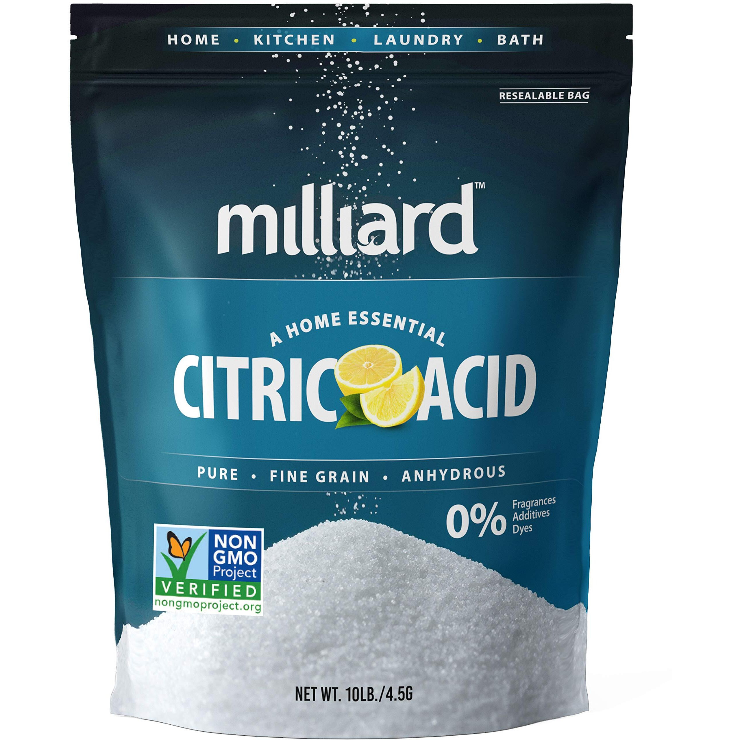 Milliard Citric Acid 10 Pound - 100% Pure Food Grade Non-Gmo Project Verified(10 Pound)