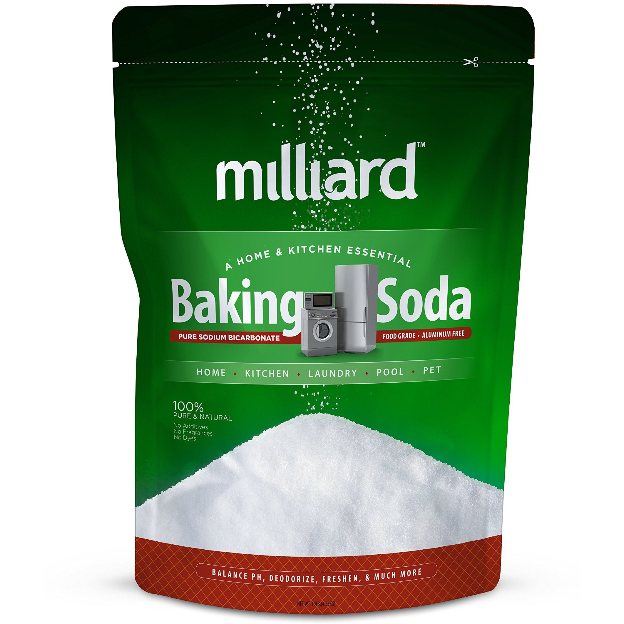 Milliard 10Lbs Baking Soda / Sodium Bicarbonate Usp - 10 Pound Bulk Resealable Bag