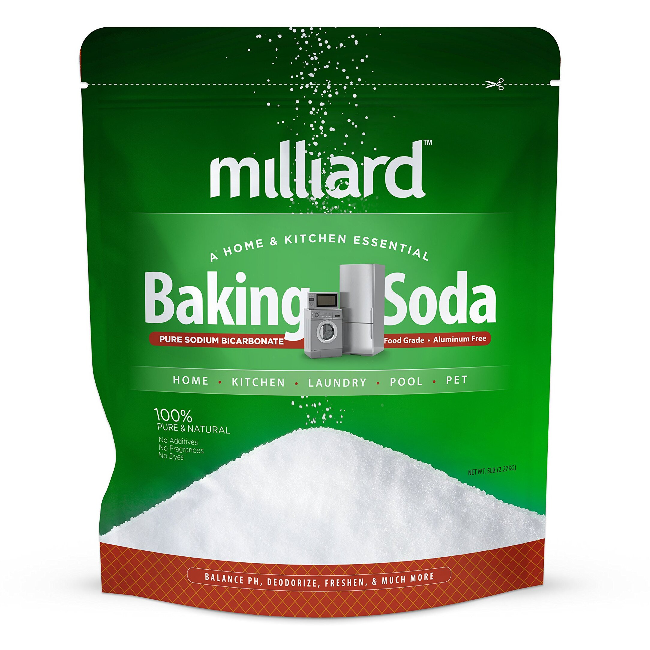 Milliard 5Lbs Baking Soda / Sodium Bicarbonate Usp - 5 Pound Bulk Resealable Bag