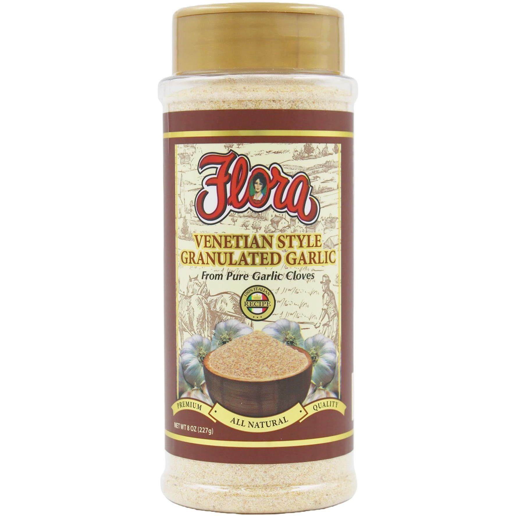 Granulated Garlic (Venetian) By Flora Foods - All Natural - Zero Fillers - Great Taste